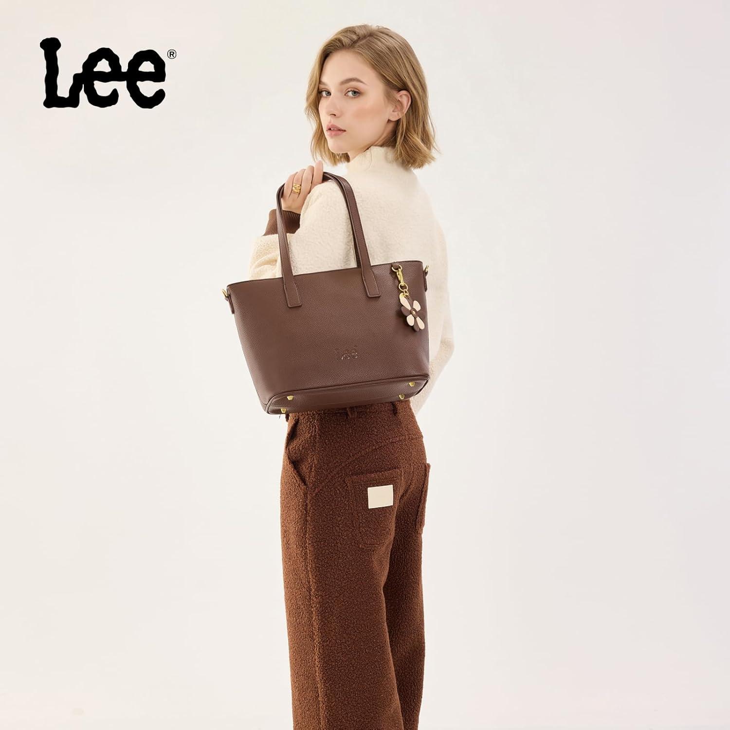 imageLee Large Tote Bag for Women Shoulder Bag Crossbody Satchel Purses Casual Handbag for Work Dating Birthday GiftsCoffee