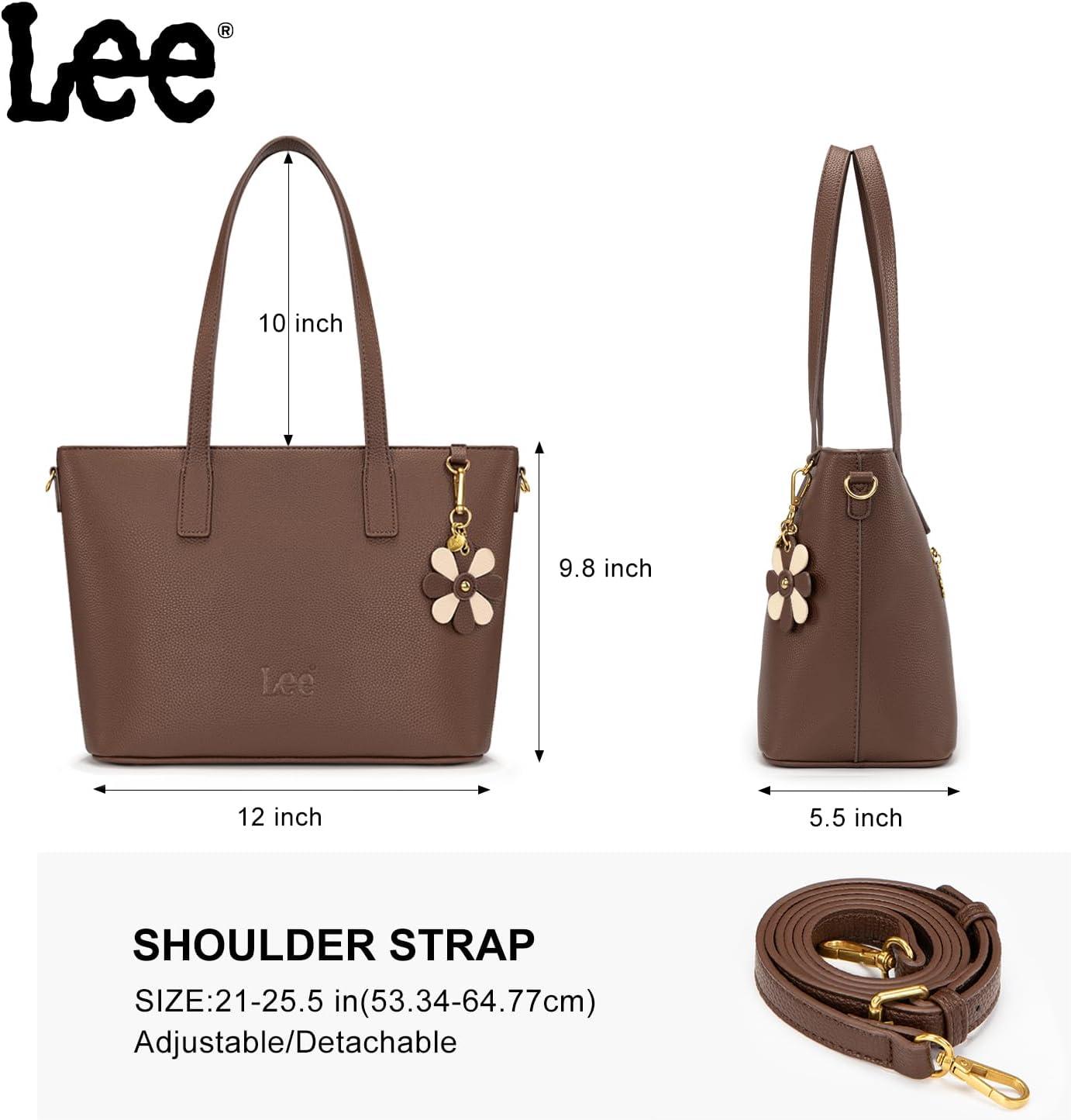 imageLee Large Tote Bag for Women Shoulder Bag Crossbody Satchel Purses Casual Handbag for Work Dating Birthday GiftsCoffee