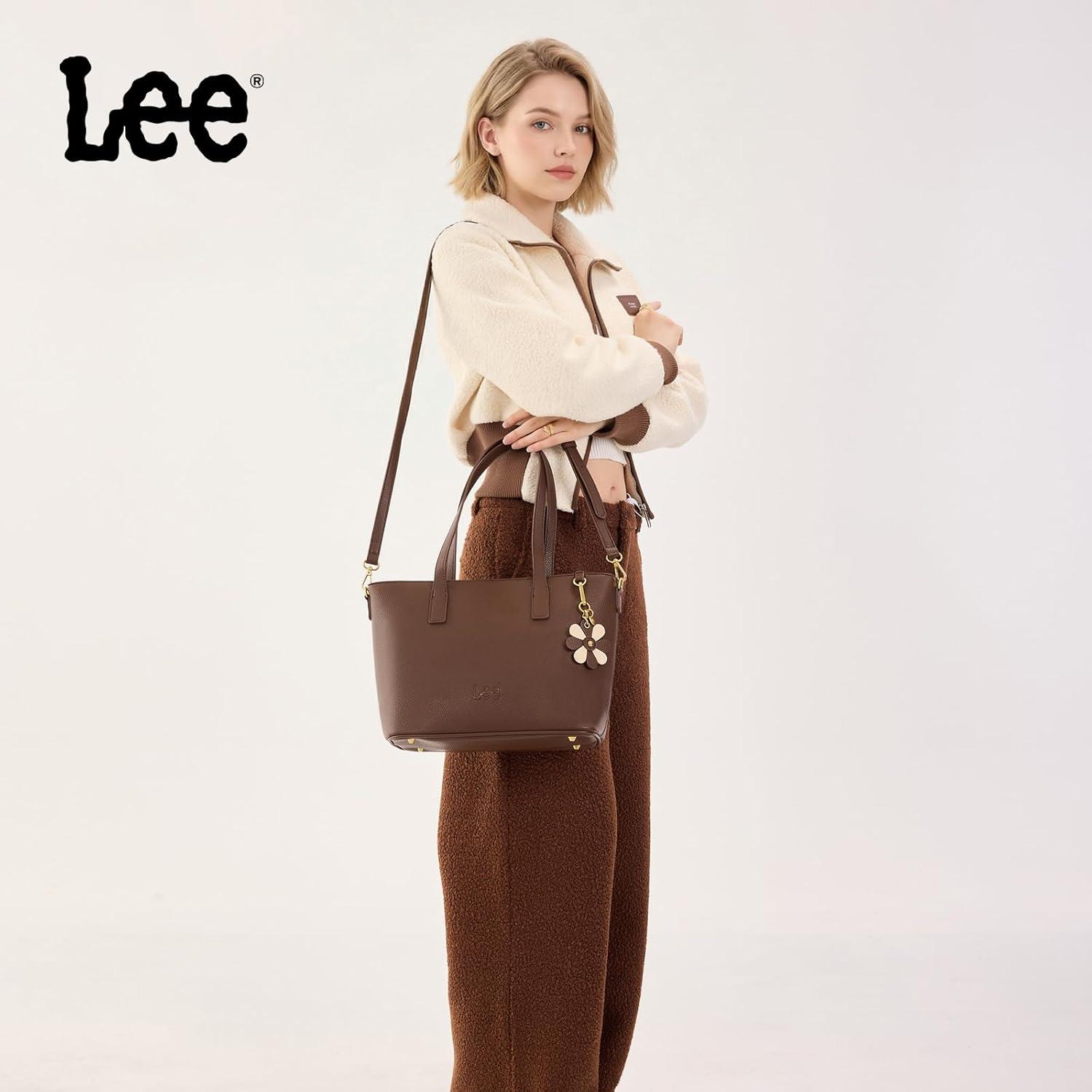 imageLee Large Tote Bag for Women Shoulder Bag Crossbody Satchel Purses Casual Handbag for Work Dating Birthday GiftsCoffee