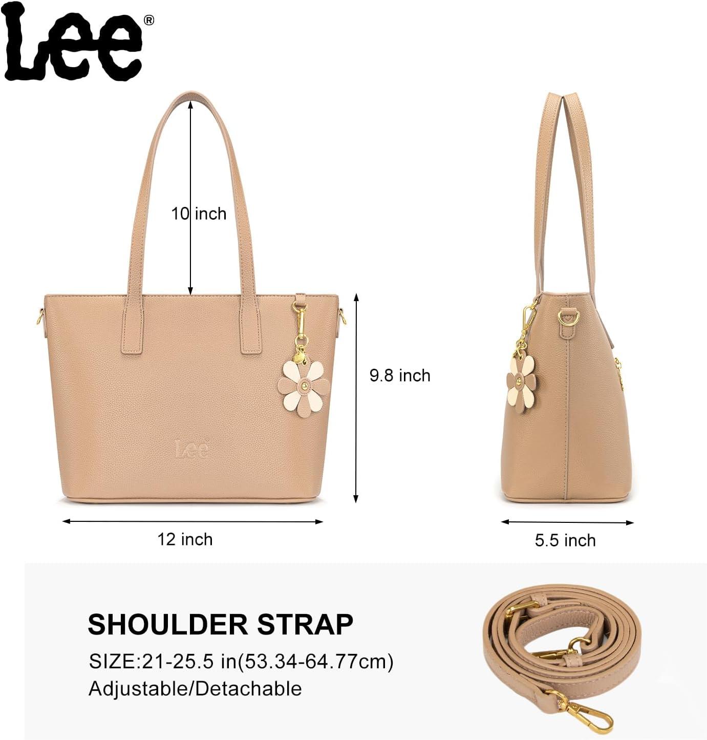 imageLee Large Tote Bag for Women Shoulder Bag Crossbody Satchel Purses Casual Handbag for Work Dating Birthday GiftsKhaki