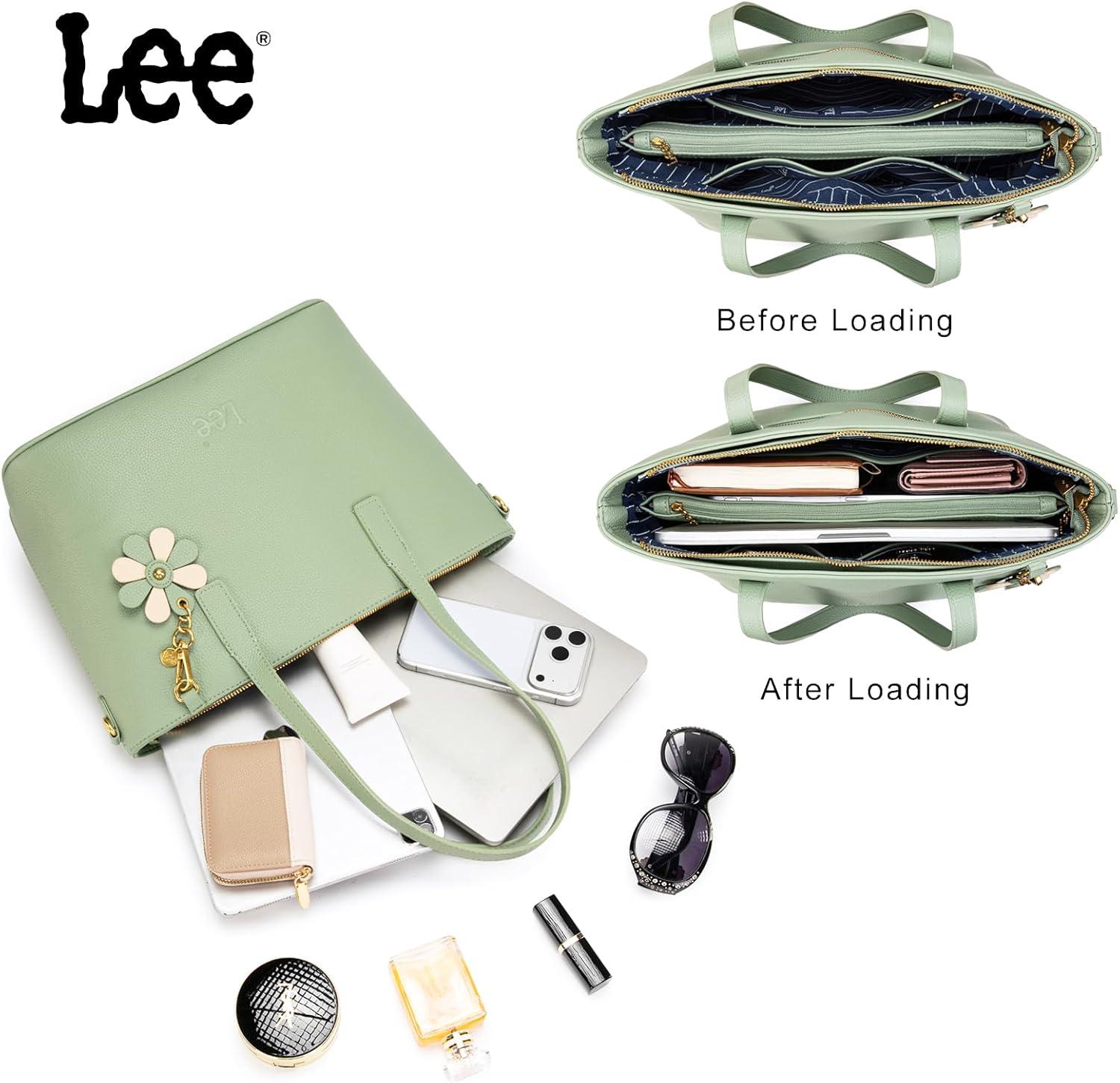 imageLee Large Tote Bag for Women Shoulder Bag Crossbody Satchel Purses Casual Handbag for Work Dating Birthday GiftsLight Green