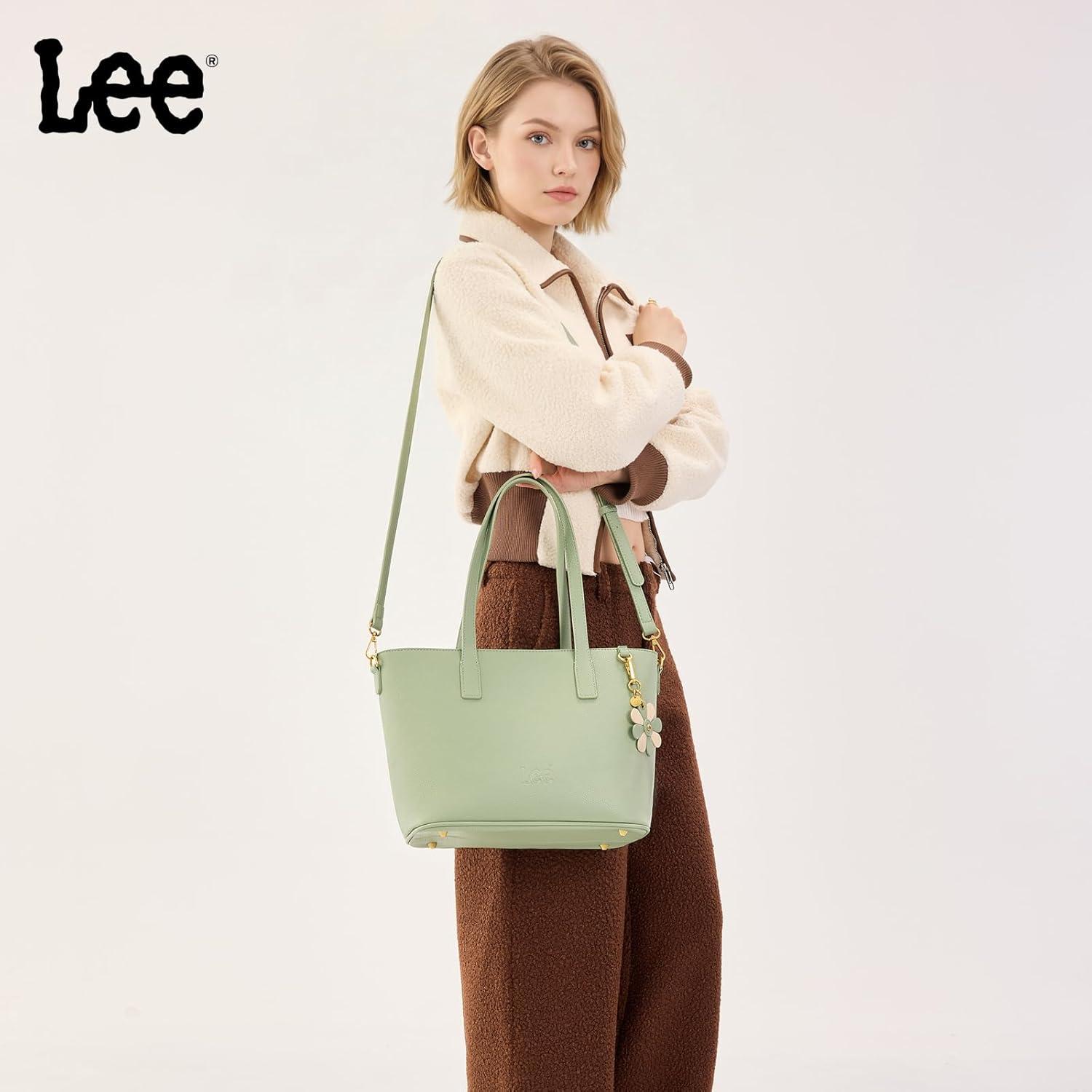 imageLee Large Tote Bag for Women Shoulder Bag Crossbody Satchel Purses Casual Handbag for Work Dating Birthday GiftsLight Green