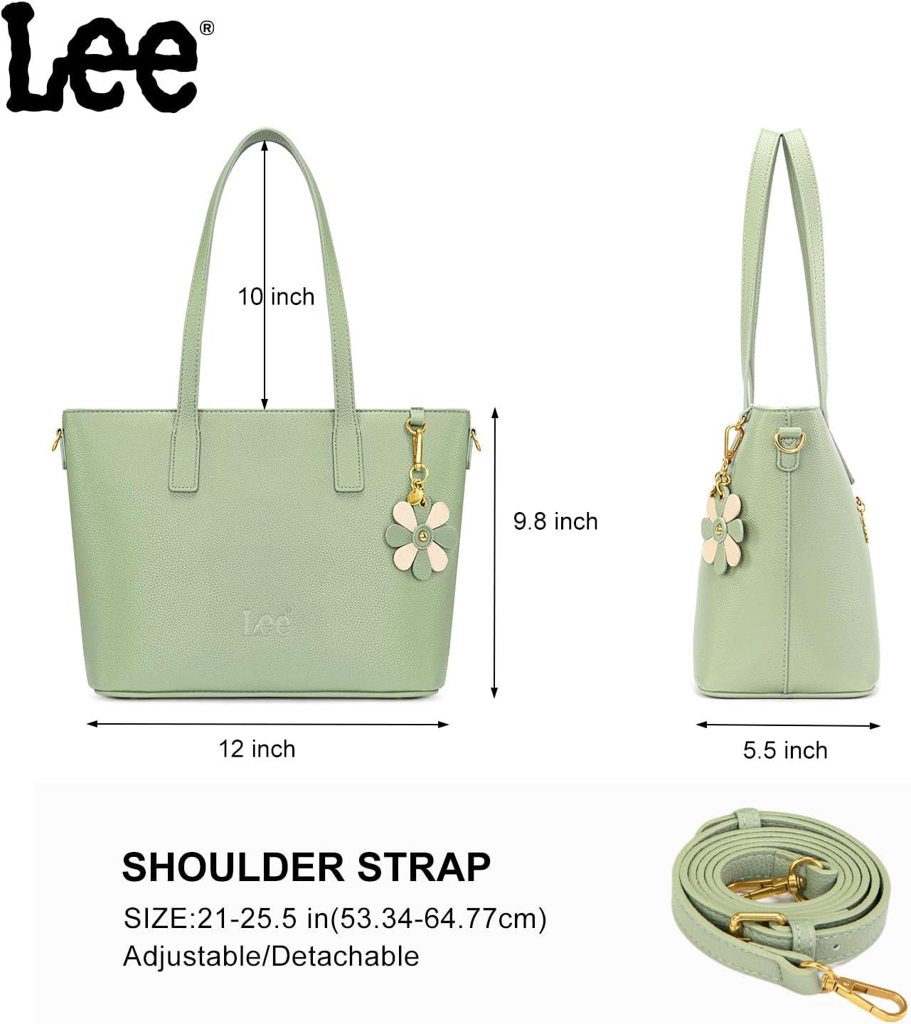 imageLee Large Tote Bag for Women Shoulder Bag Crossbody Satchel Purses Casual Handbag for Work Dating Birthday GiftsLight Green