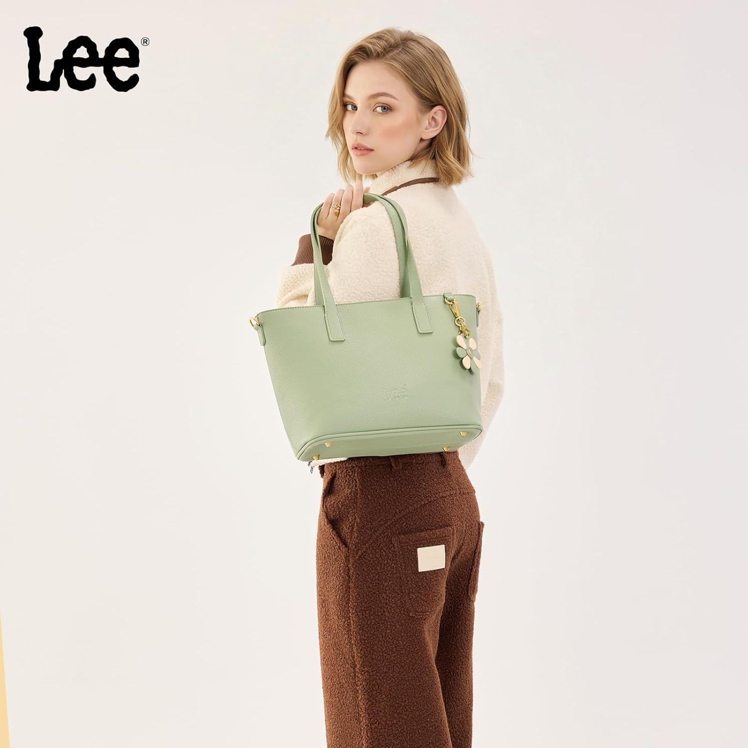 imageLee Large Tote Bag for Women Shoulder Bag Crossbody Satchel Purses Casual Handbag for Work Dating Birthday GiftsLight Green