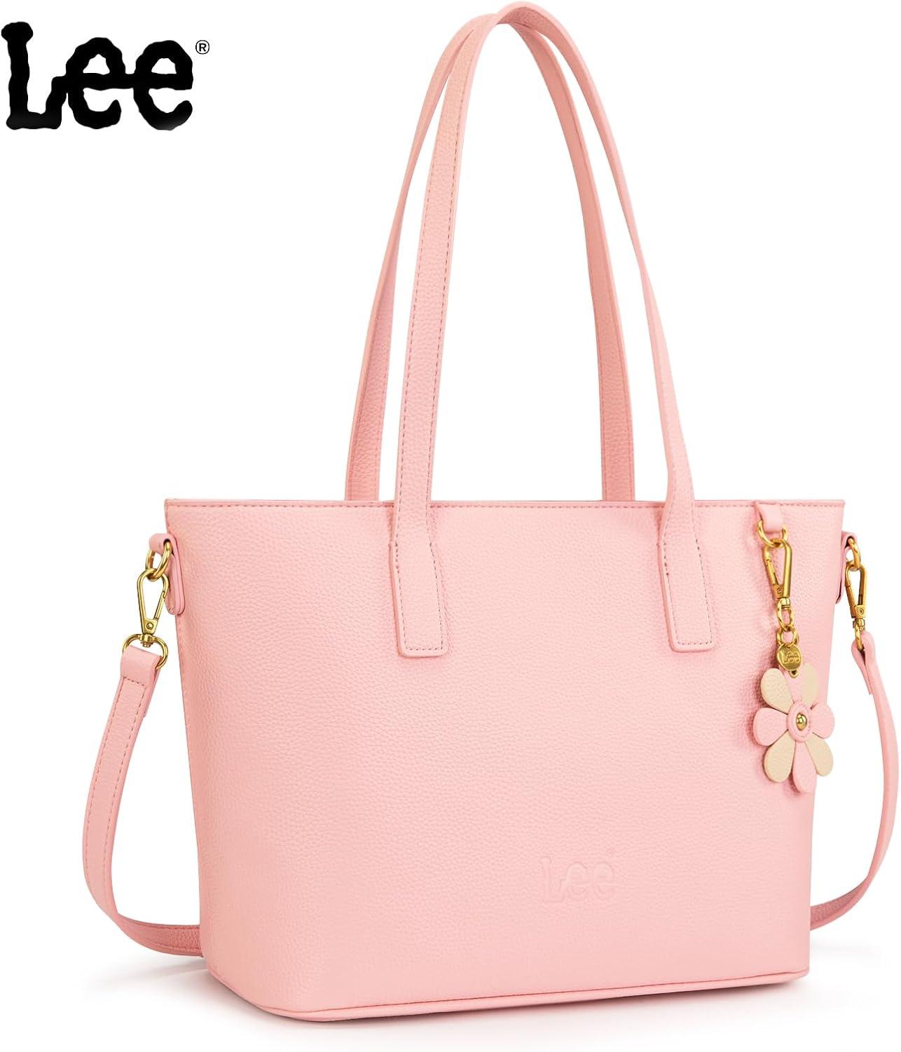 imageLee Large Tote Bag for Women Shoulder Bag Crossbody Satchel Purses Casual Handbag for Work Dating Birthday GiftsPink