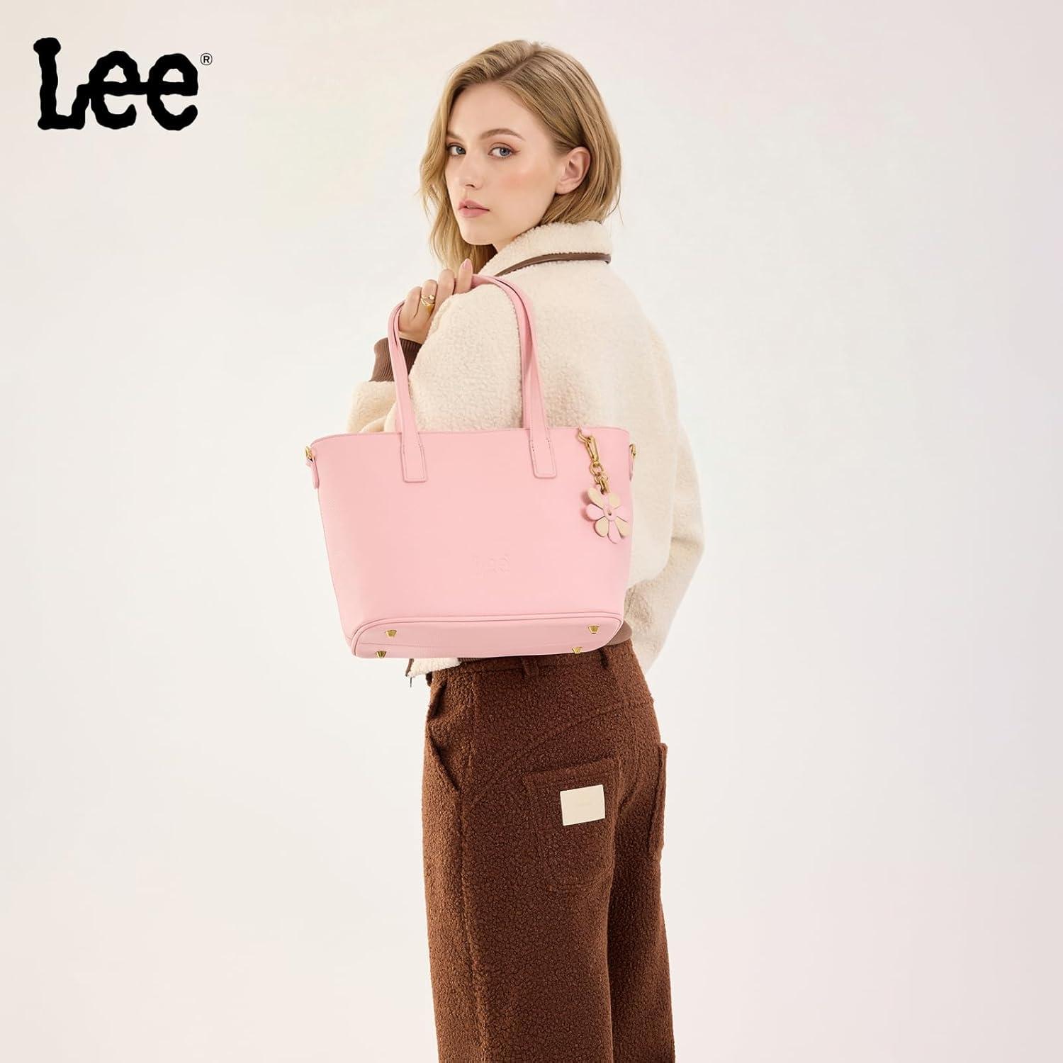 imageLee Large Tote Bag for Women Shoulder Bag Crossbody Satchel Purses Casual Handbag for Work Dating Birthday GiftsPink