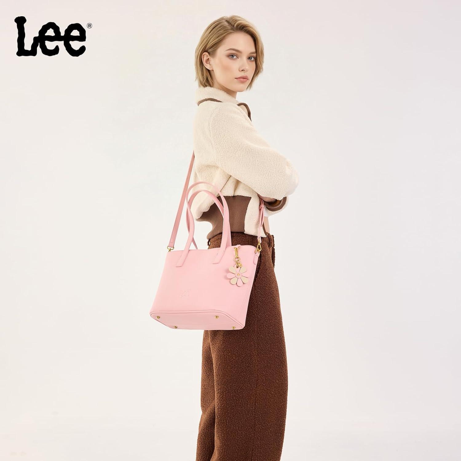 imageLee Large Tote Bag for Women Shoulder Bag Crossbody Satchel Purses Casual Handbag for Work Dating Birthday GiftsPink