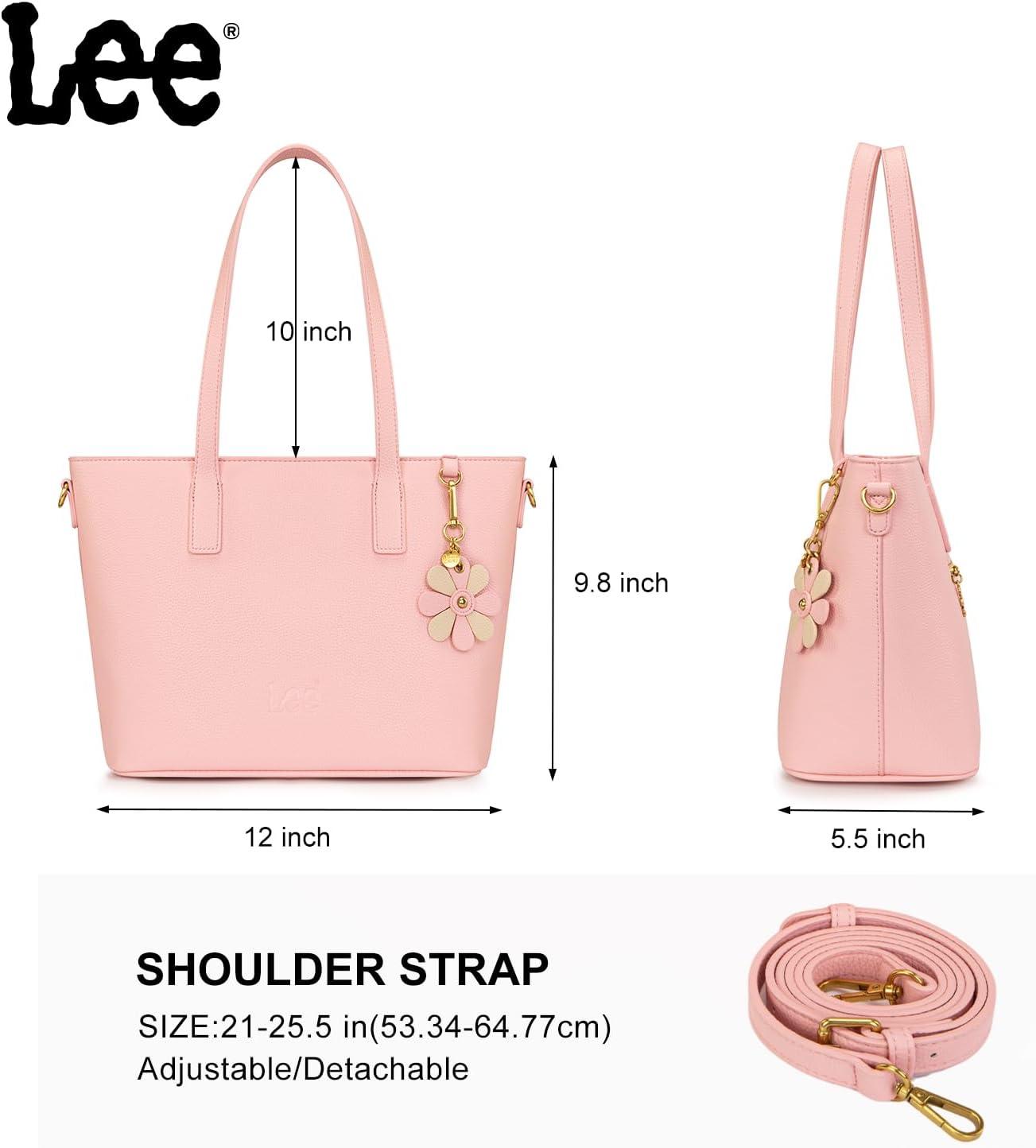 imageLee Large Tote Bag for Women Shoulder Bag Crossbody Satchel Purses Casual Handbag for Work Dating Birthday GiftsPink