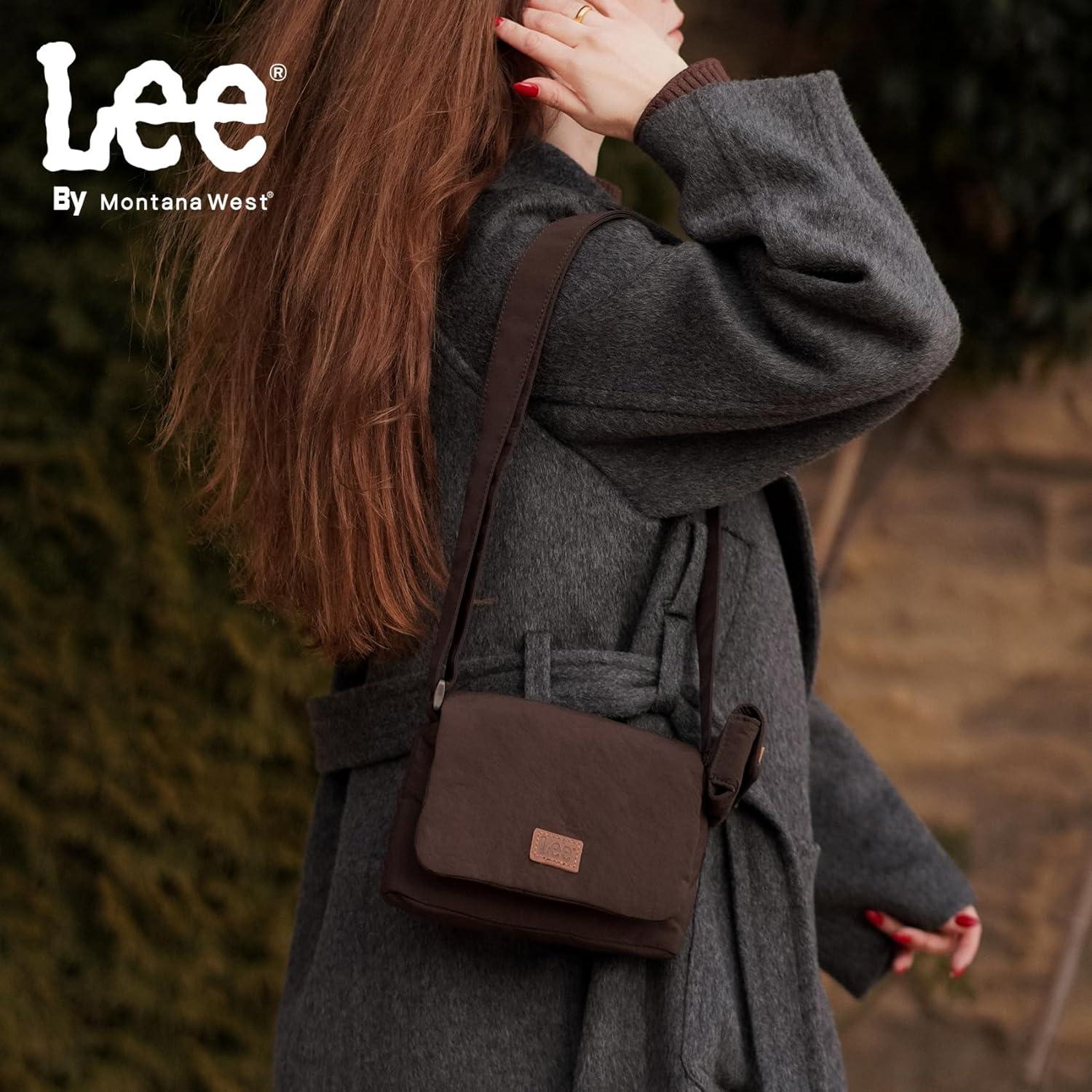 imageMontana West x Lee Small Crossbody Bags for Women Lightweight Mini Shoulder Bag with Earphone PouchLeedeep Brown