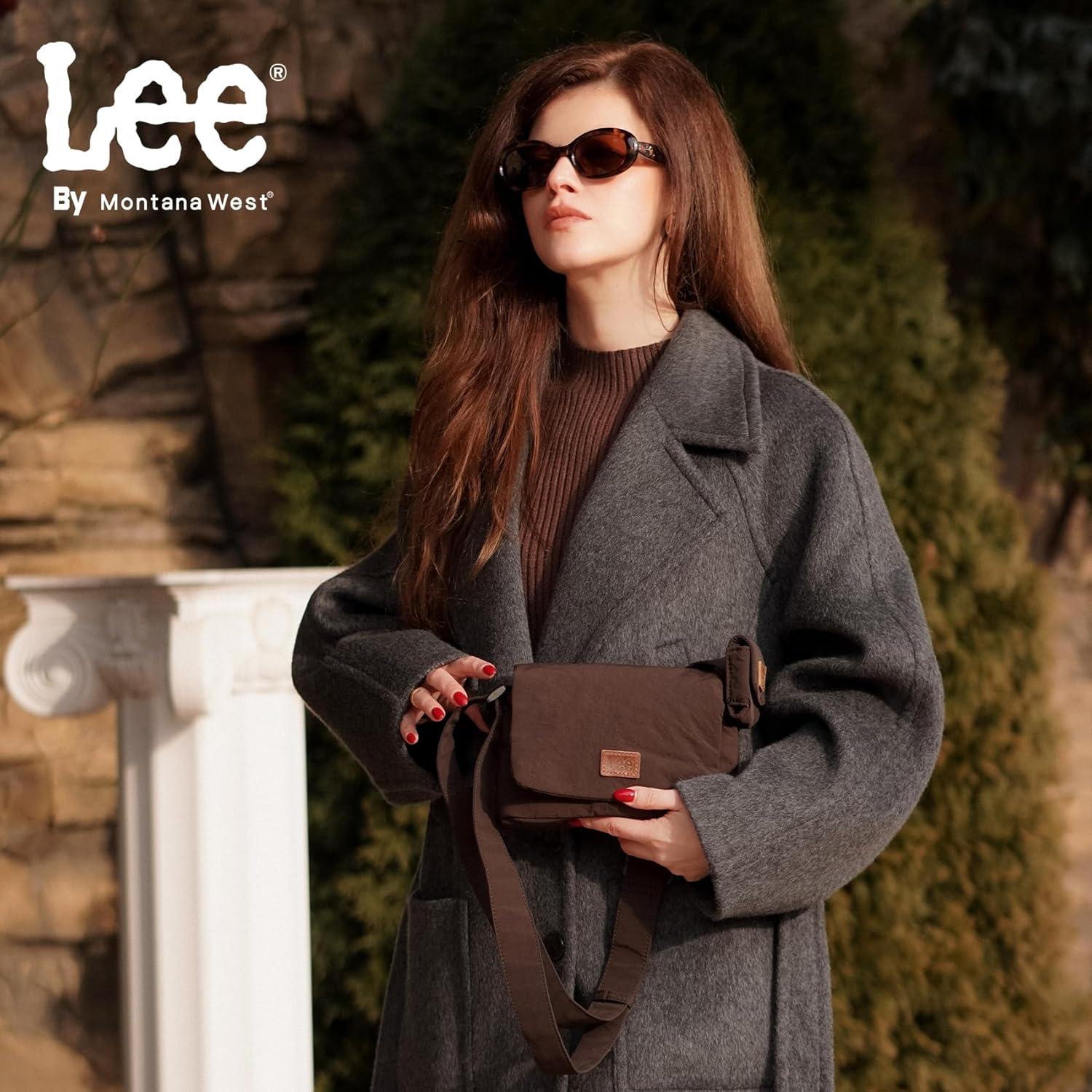 imageMontana West x Lee Small Crossbody Bags for Women Lightweight Mini Shoulder Bag with Earphone PouchLeedeep Brown