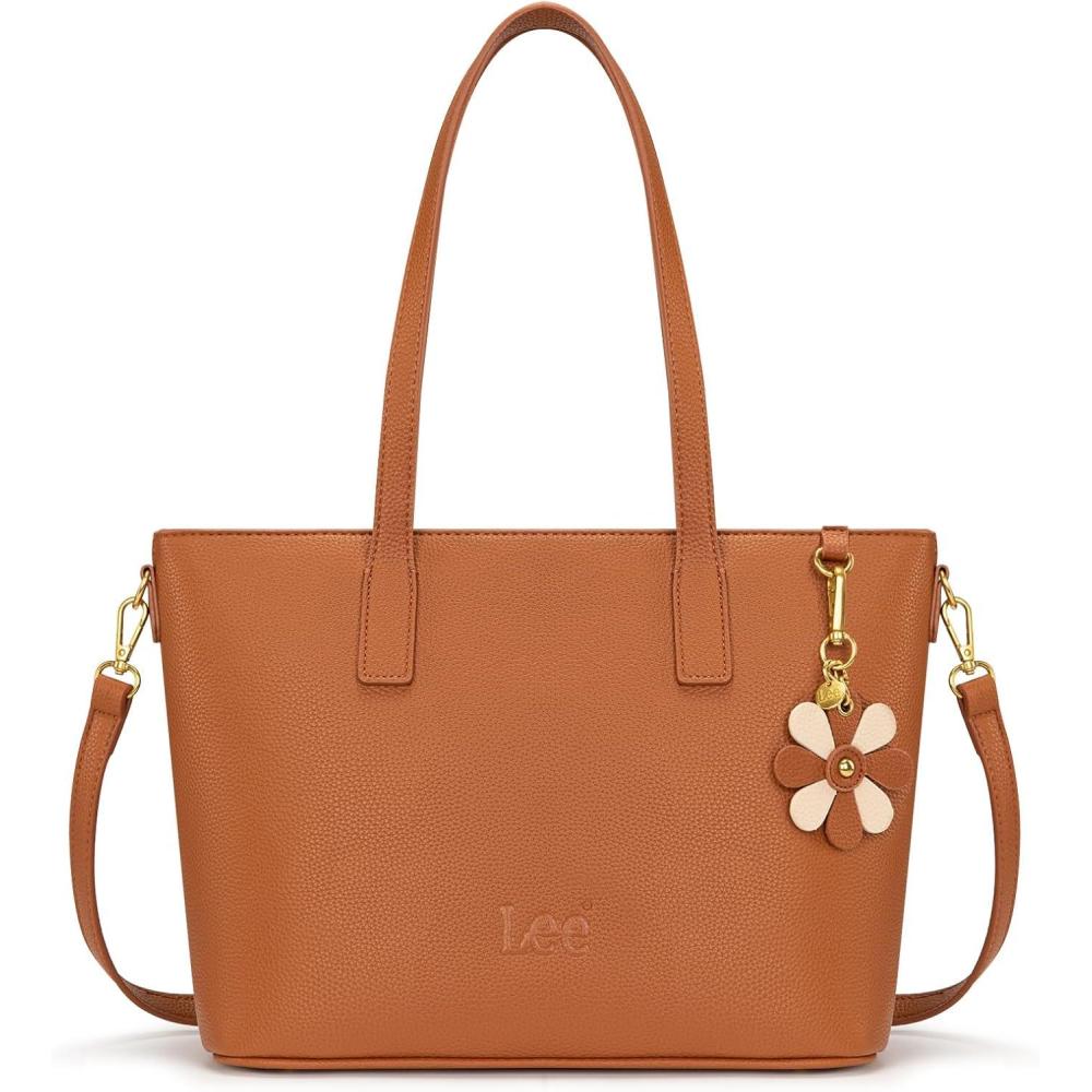 imageLee Large Tote Bag for Women Shoulder Bag Crossbody Satchel Purses Casual Handbag for Work Dating Birthday GiftsBrown