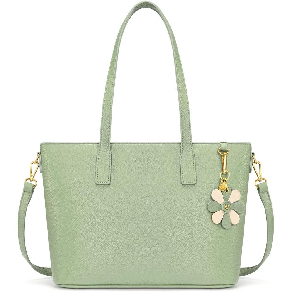 imageLee Large Tote Bag for Women Shoulder Bag Crossbody Satchel Purses Casual Handbag for Work Dating Birthday GiftsLight Green