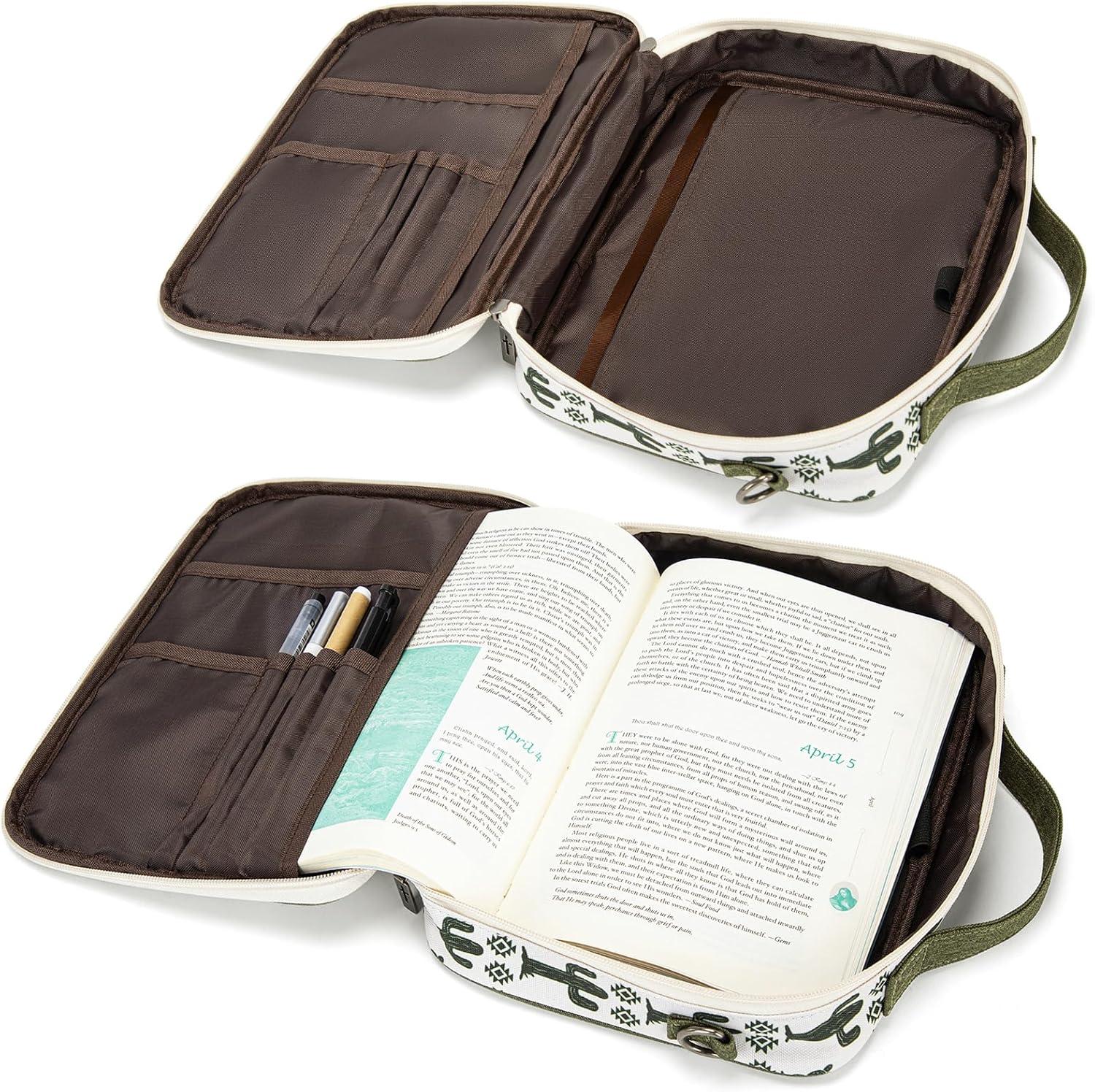 imageMontana West Bible Covers for Women Men with Leather Bookmark Carrying Book Case Church Bag Outdoor ProtectiveCacti Print