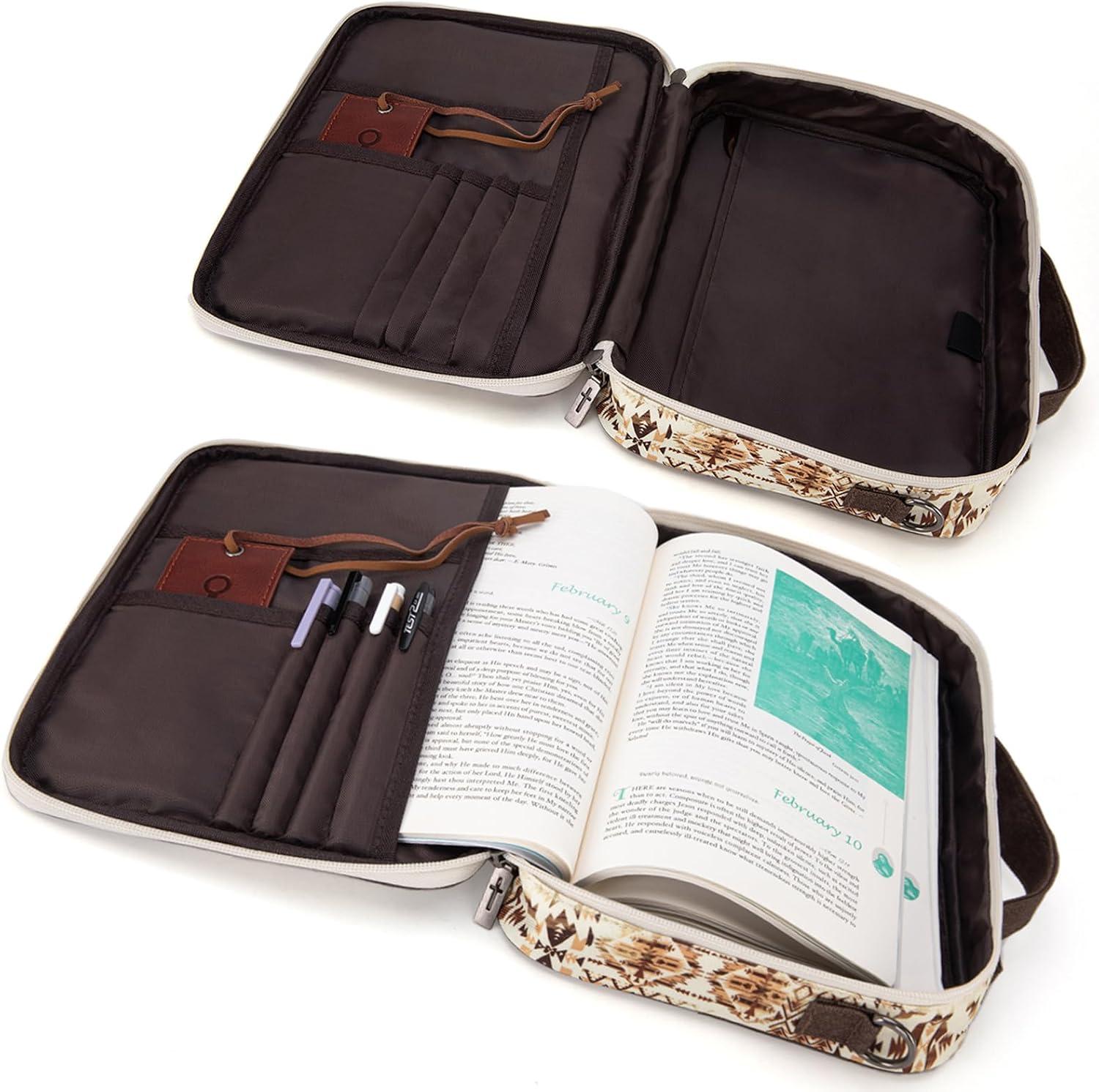 imageMontana West Bible Covers for Women Men with Leather Bookmark Carrying Book Case Church Bag Outdoor ProtectiveCoffee