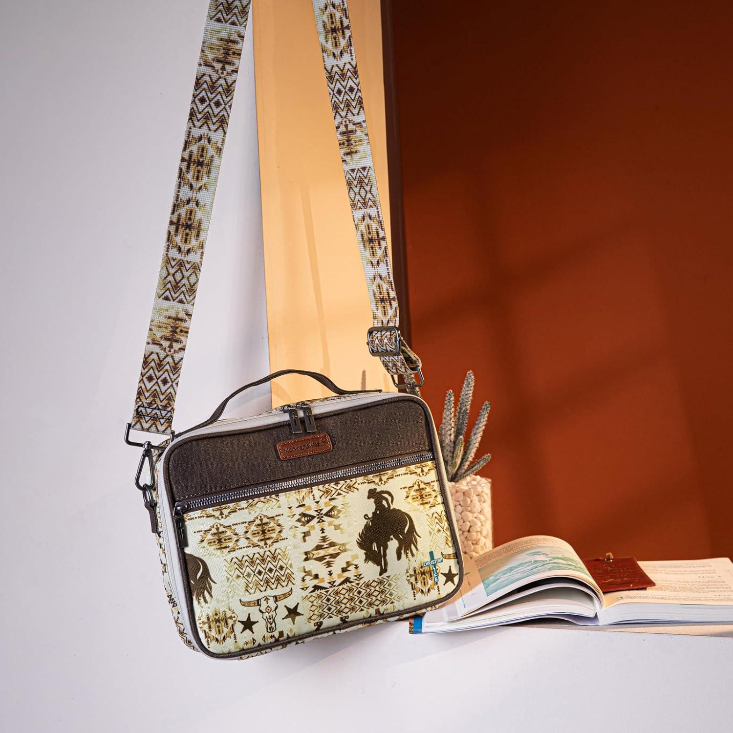 imageMontana West Bible Covers for Women Men with Leather Bookmark Carrying Book Case Church Bag Outdoor ProtectiveCoffee
