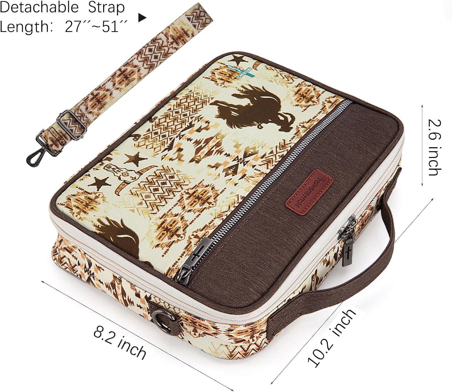 imageMontana West Bible Covers for Women Men with Leather Bookmark Carrying Book Case Church Bag Outdoor ProtectiveCoffee