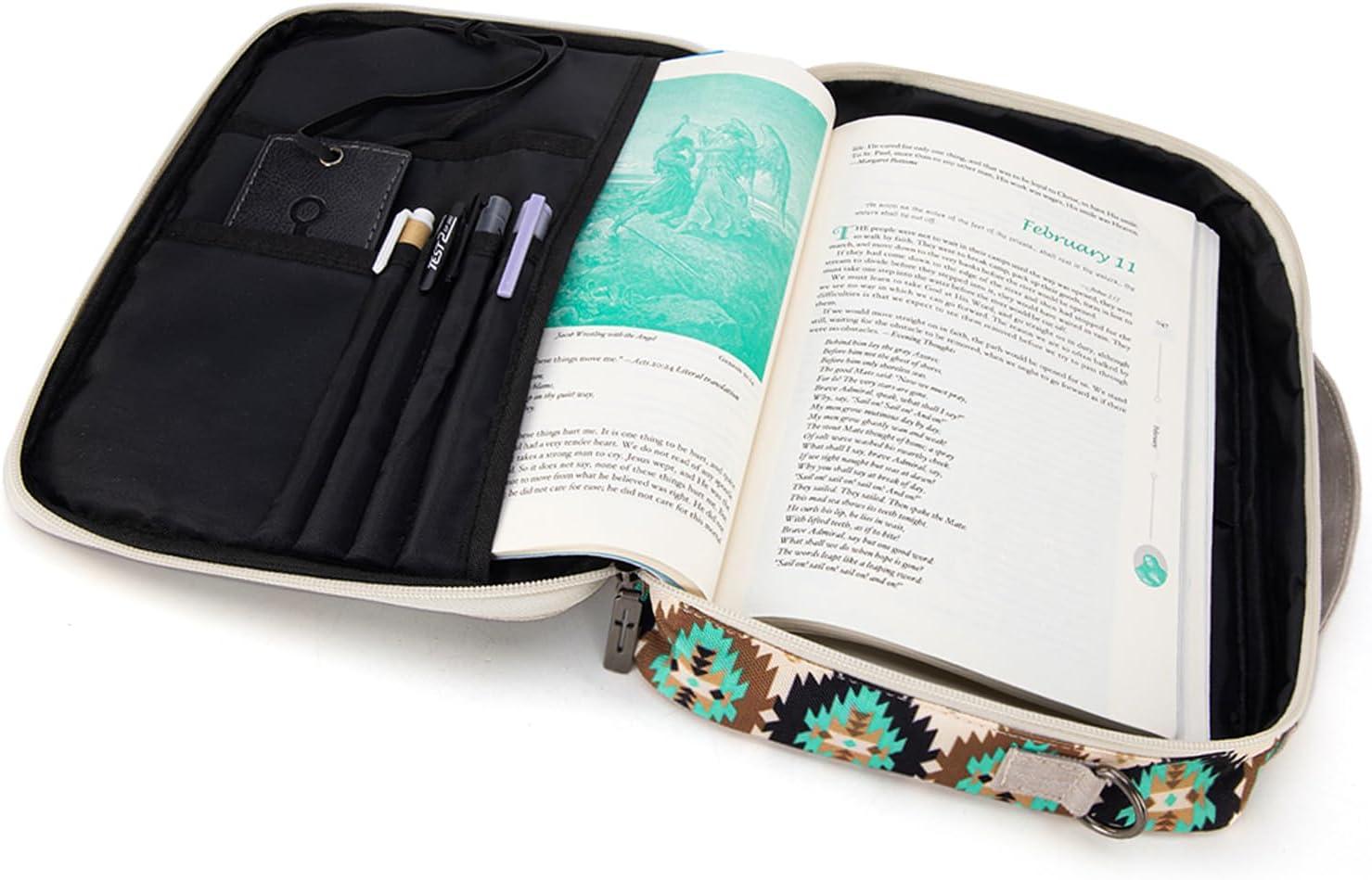 imageMontana West Bible Covers for Women Men with Leather Bookmark Carrying Book Case Church Bag Outdoor ProtectiveGreen