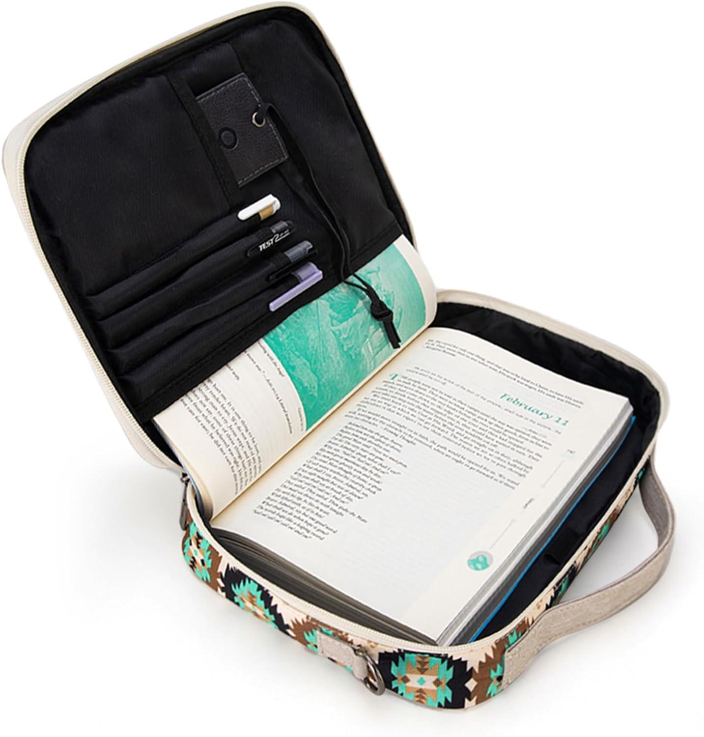 imageMontana West Bible Covers for Women Men with Leather Bookmark Carrying Book Case Church Bag Outdoor ProtectiveGreen