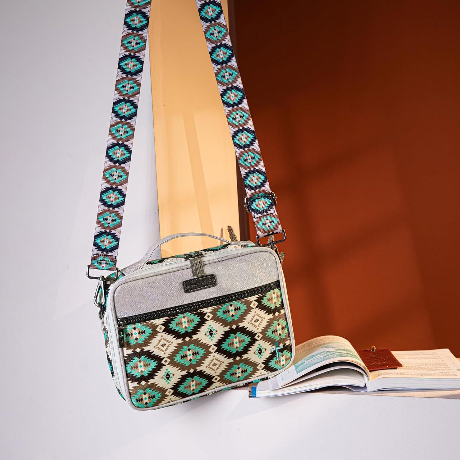 imageMontana West Bible Covers for Women Men with Leather Bookmark Carrying Book Case Church Bag Outdoor ProtectiveGreen