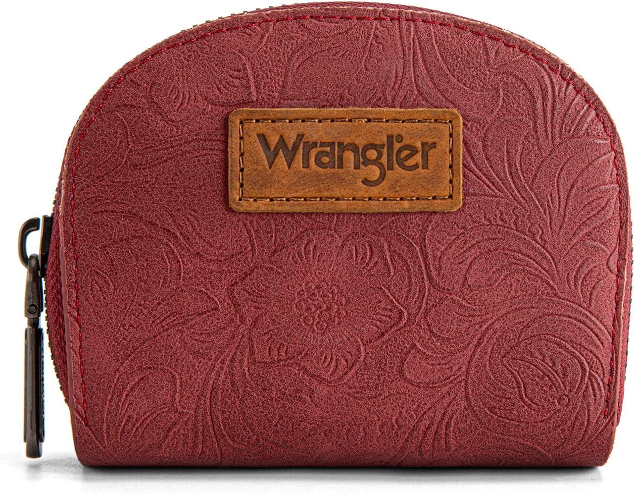 imageMontana West Wrangler Small Keychain Wallet for Women RFID Blocking Credit Card Holder Floral Tooling Coin Purse Brown WG338W1021BRA Floral Burgundy