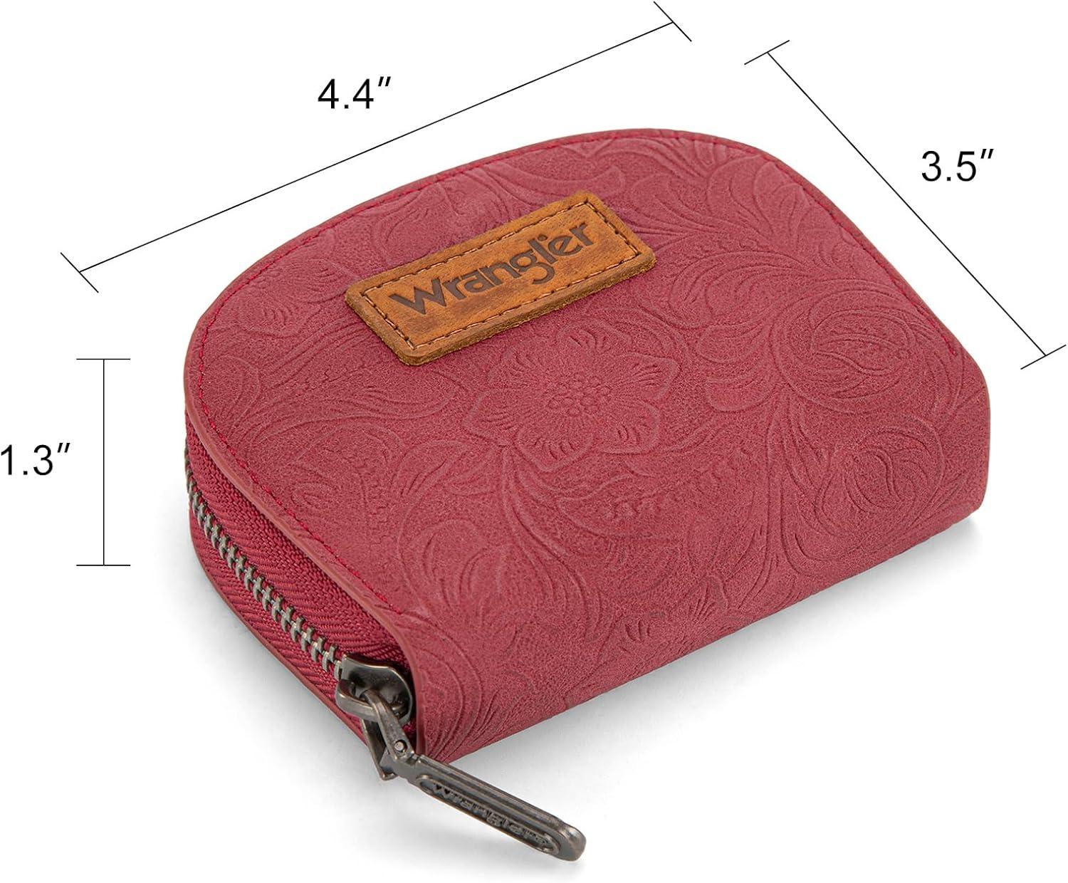 imageMontana West Wrangler Small Keychain Wallet for Women RFID Blocking Credit Card Holder Floral Tooling Coin Purse Brown WG338W1021BRA Floral Burgundy