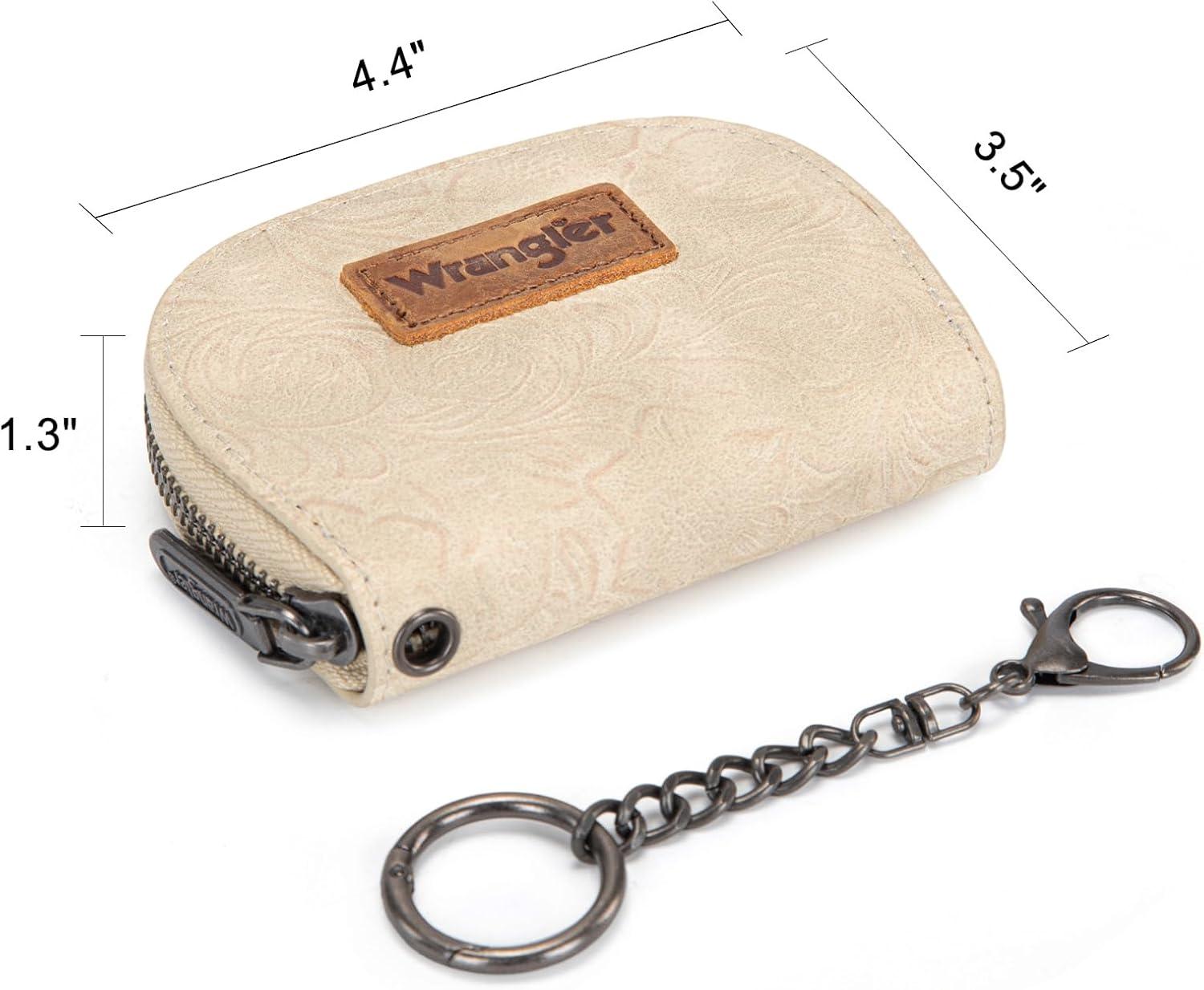 imageMontana West Wrangler Small Keychain Wallet for Women RFID Blocking Credit Card Holder Floral Tooling Coin Purse Brown WG338W1021BRFloral Beige with Keychain