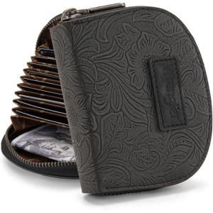Montana West Wrangler Small Keychain Wallet for Women RFID Blocking Credit Card Holder Floral Tooling Coin Purse Brown WG338-W102-1BR(A Floral Black)