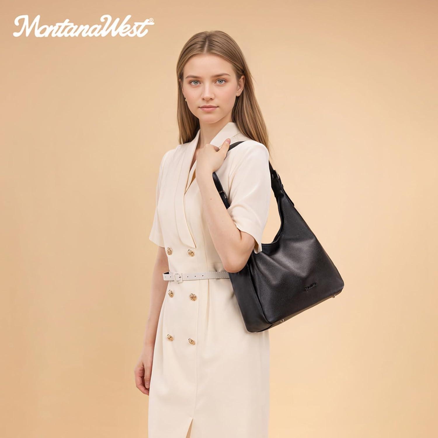 imageMontana West Hobo Bag Purse for Women Slouchy Shoulder Handbags PursesBlack
