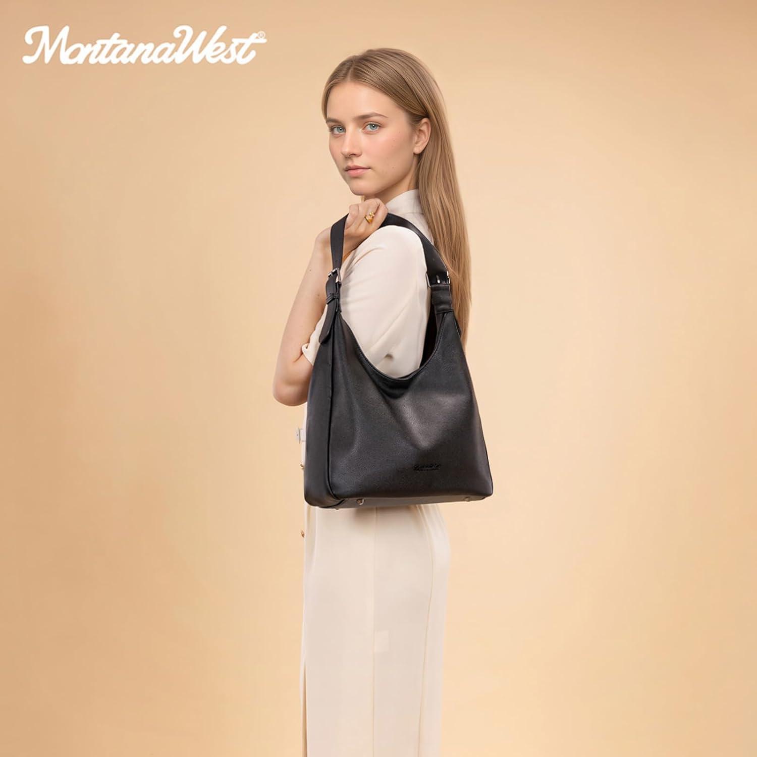 imageMontana West Hobo Bag Purse for Women Slouchy Shoulder Handbags PursesBlack