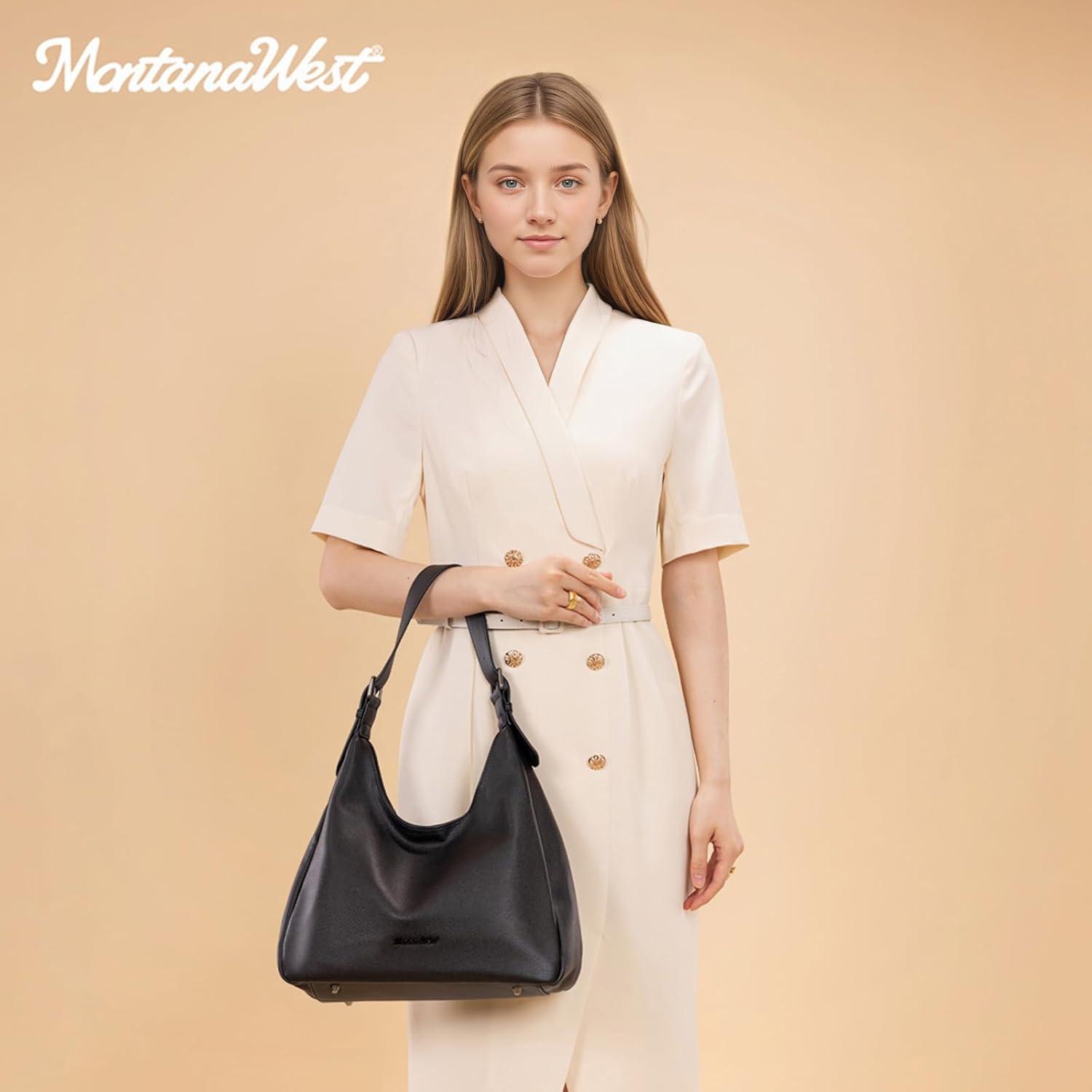 imageMontana West Hobo Bag Purse for Women Slouchy Shoulder Handbags PursesBlack