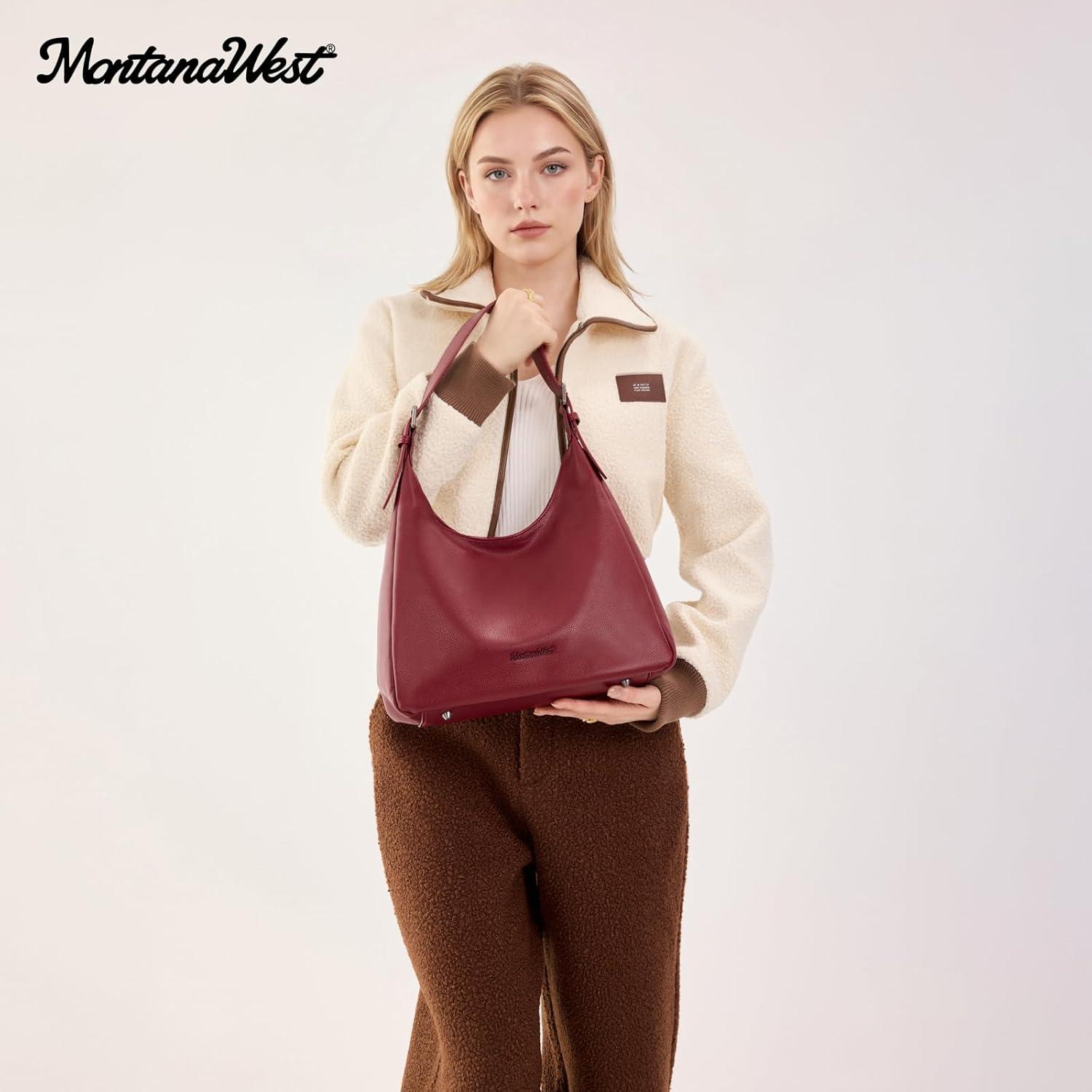 imageMontana West Hobo Bag Purse for Women Slouchy Shoulder Handbags PursesBurgundy