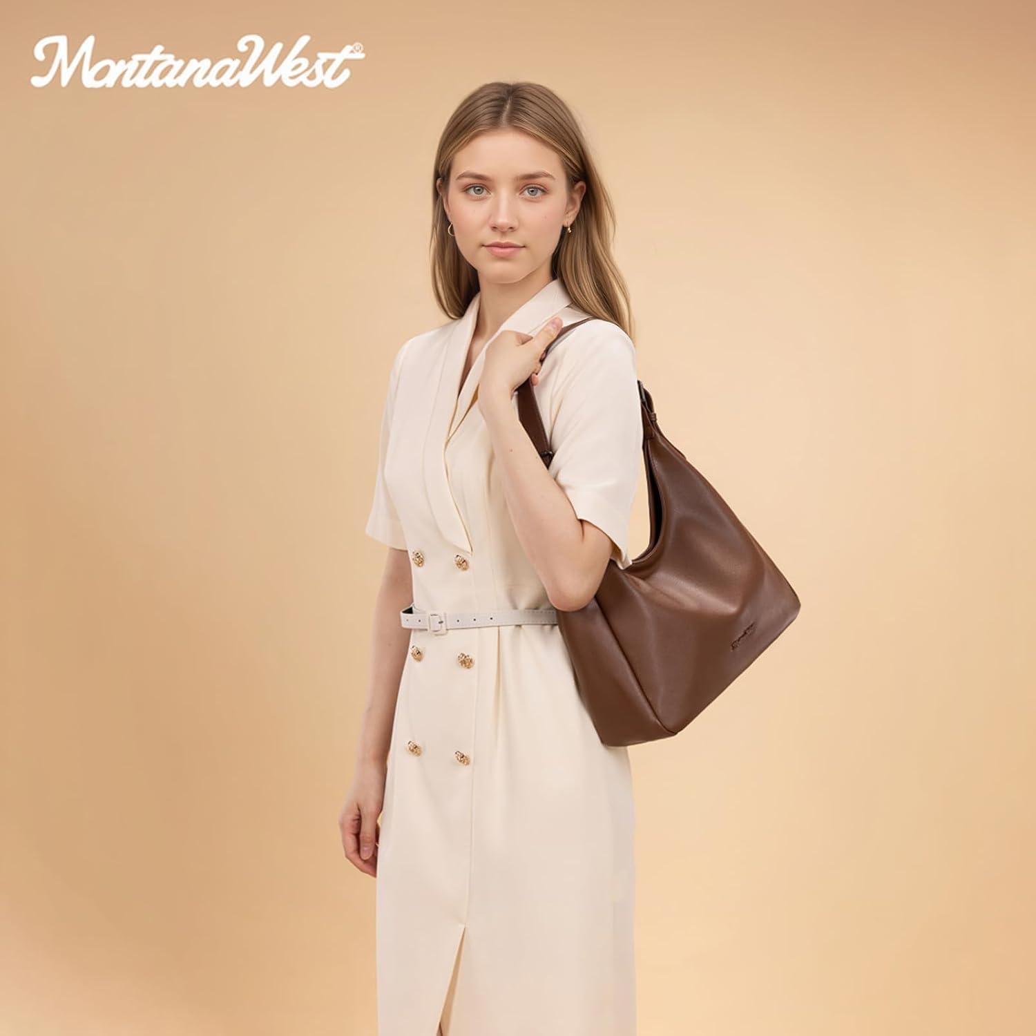 imageMontana West Hobo Bag Purse for Women Slouchy Shoulder Handbags PursesCoffee Brown