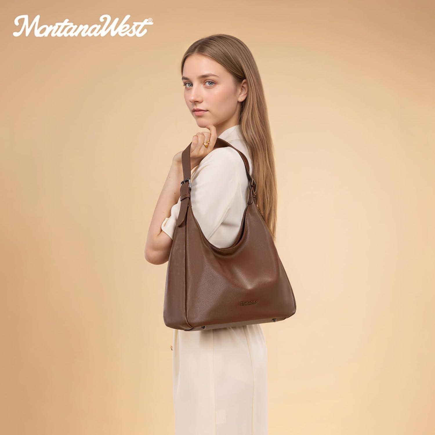 imageMontana West Hobo Bag Purse for Women Slouchy Shoulder Handbags PursesCoffee Brown