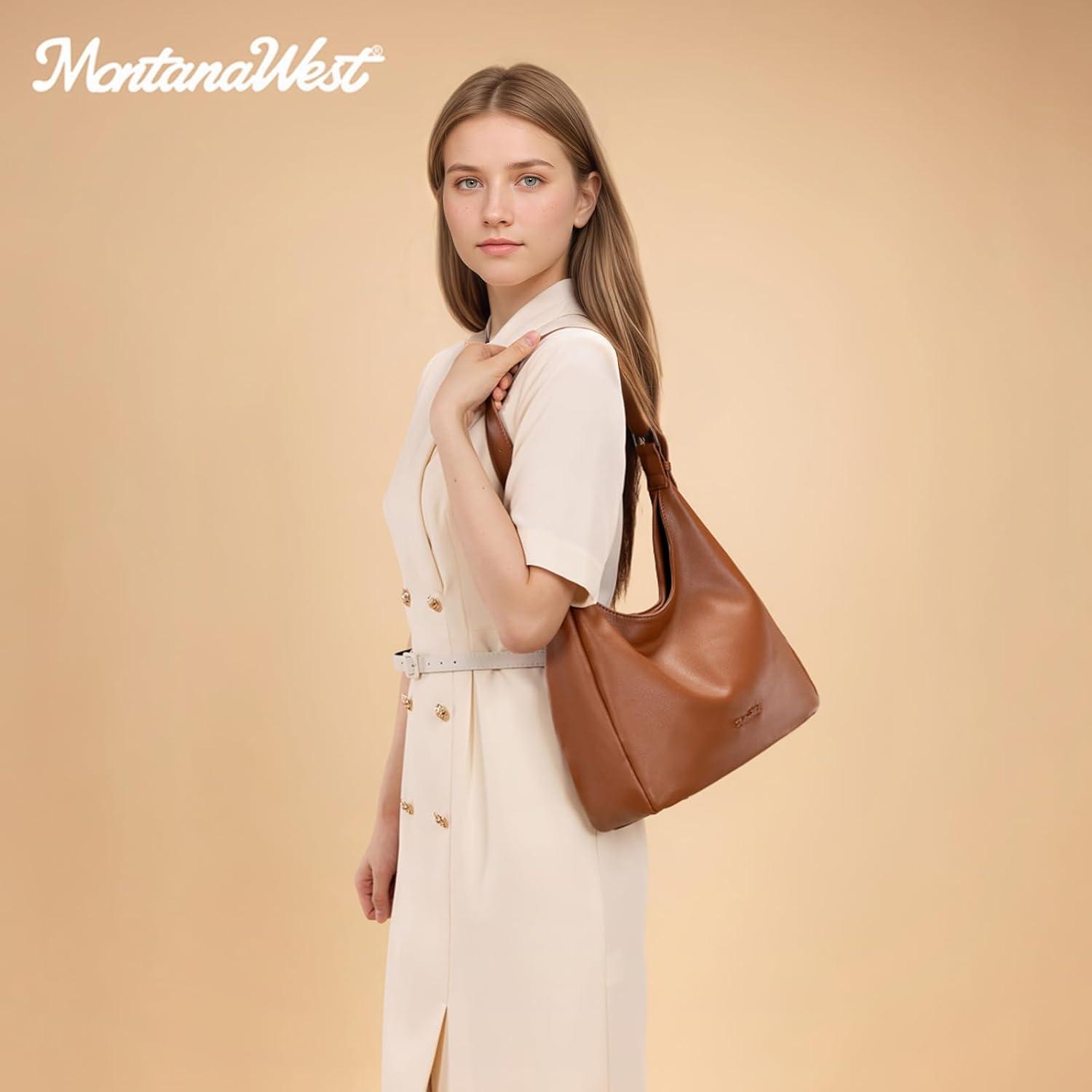 imageMontana West Hobo Bag Purse for Women Slouchy Shoulder Handbags PursesCognac Brown