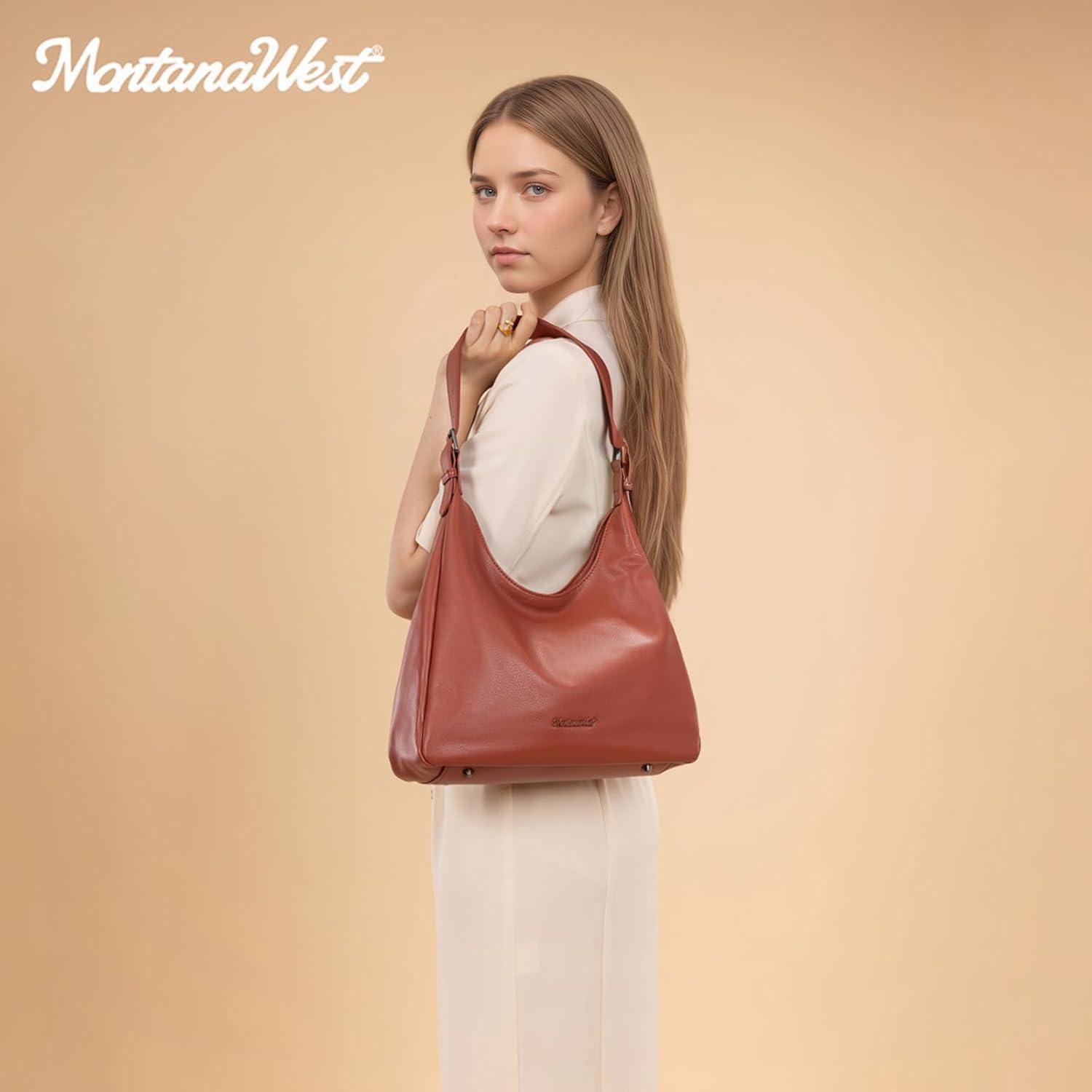 imageMontana West Hobo Bag Purse for Women Slouchy Shoulder Handbags PursesCoral Red
