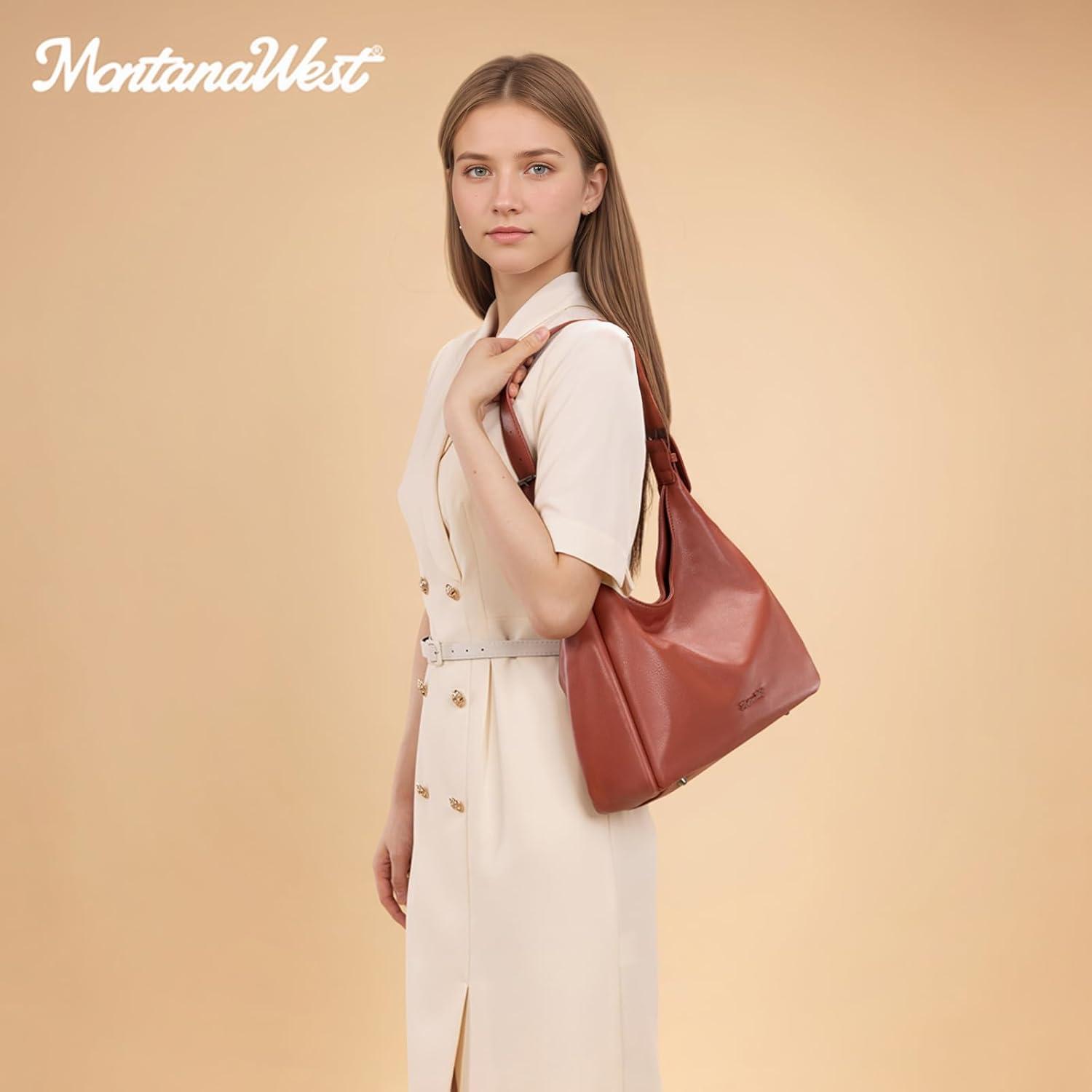 imageMontana West Hobo Bag Purse for Women Slouchy Shoulder Handbags PursesCoral Red