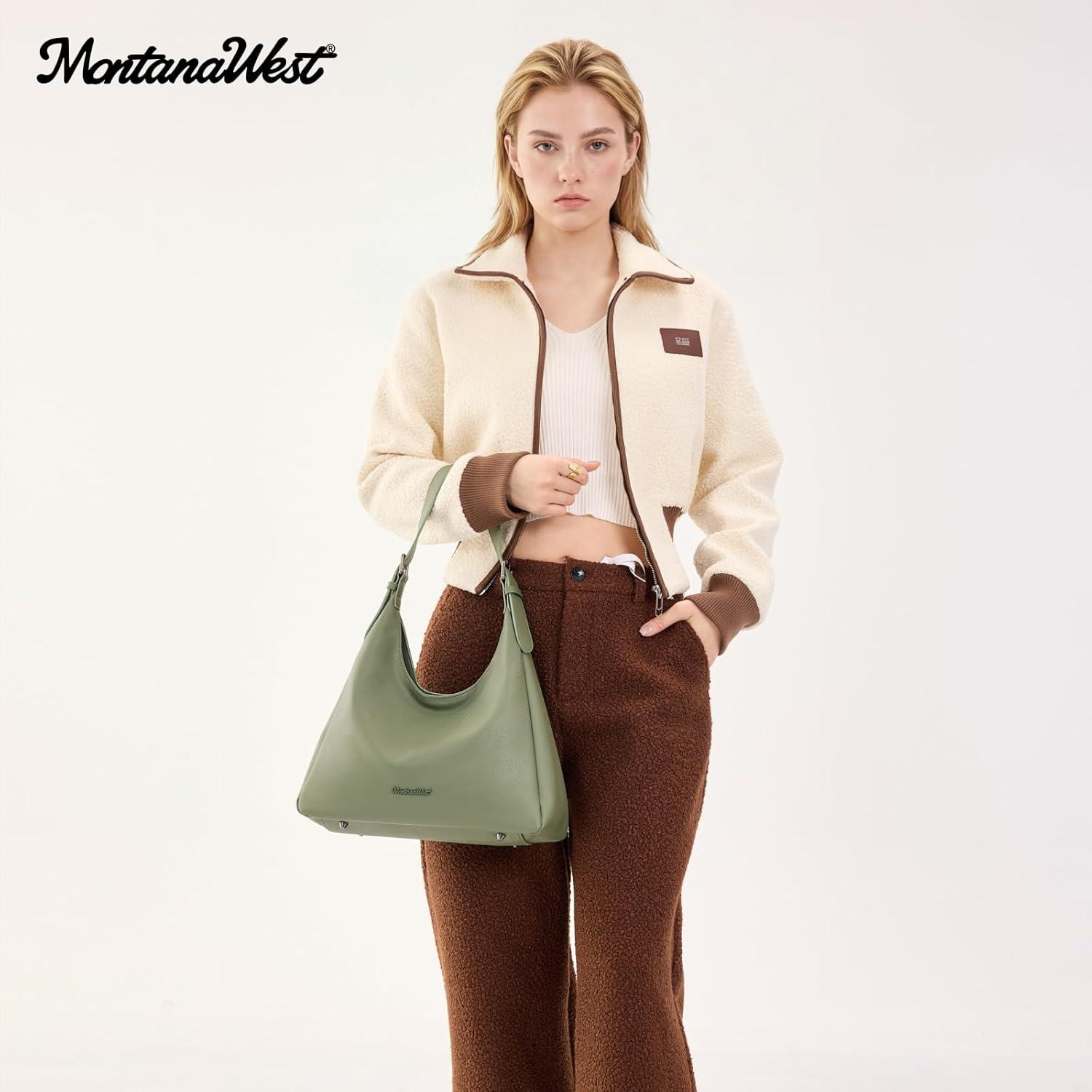 imageMontana West Hobo Bag Purse for Women Slouchy Shoulder Handbags PursesGreen