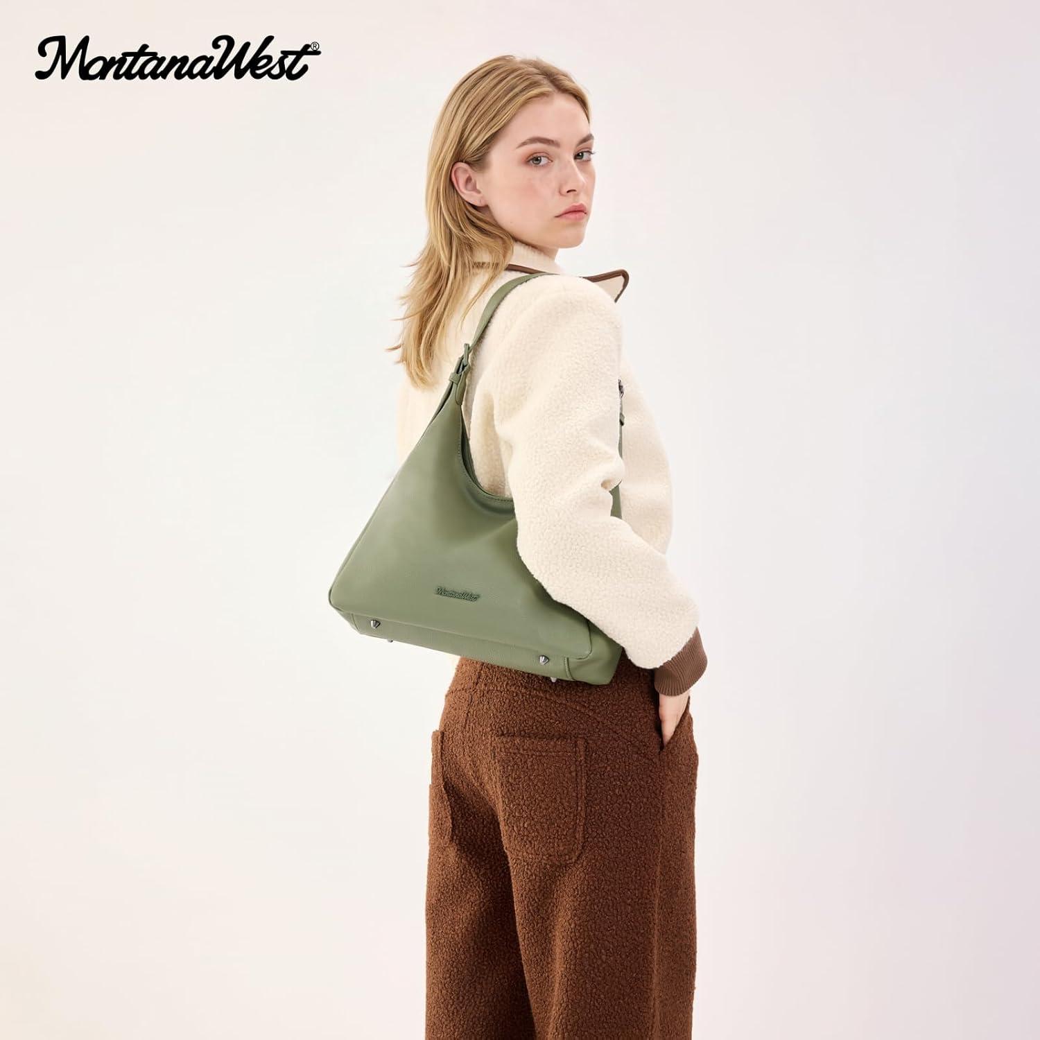 imageMontana West Hobo Bag Purse for Women Slouchy Shoulder Handbags PursesGreen