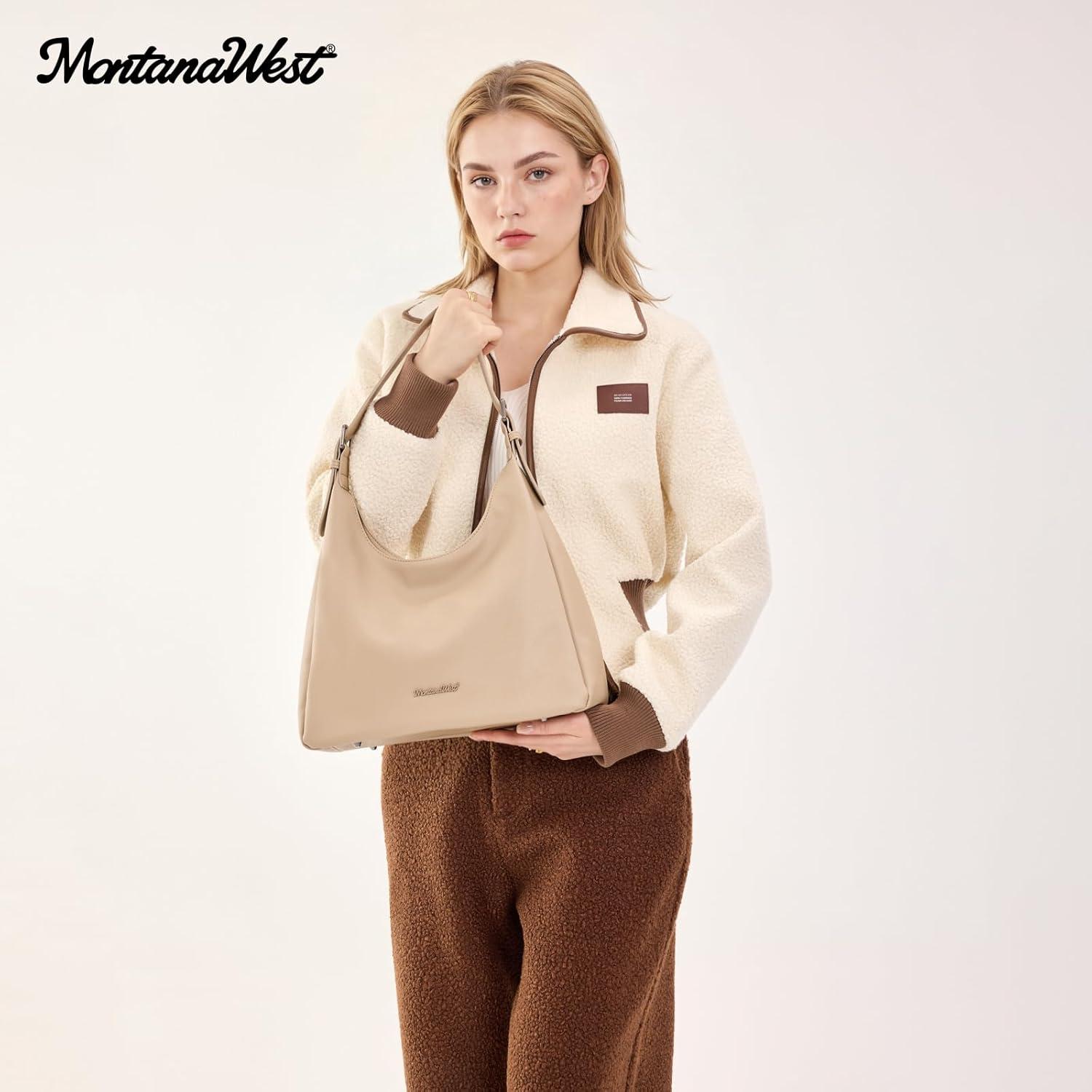 imageMontana West Hobo Bag Purse for Women Slouchy Shoulder Handbags PursesKhaki
