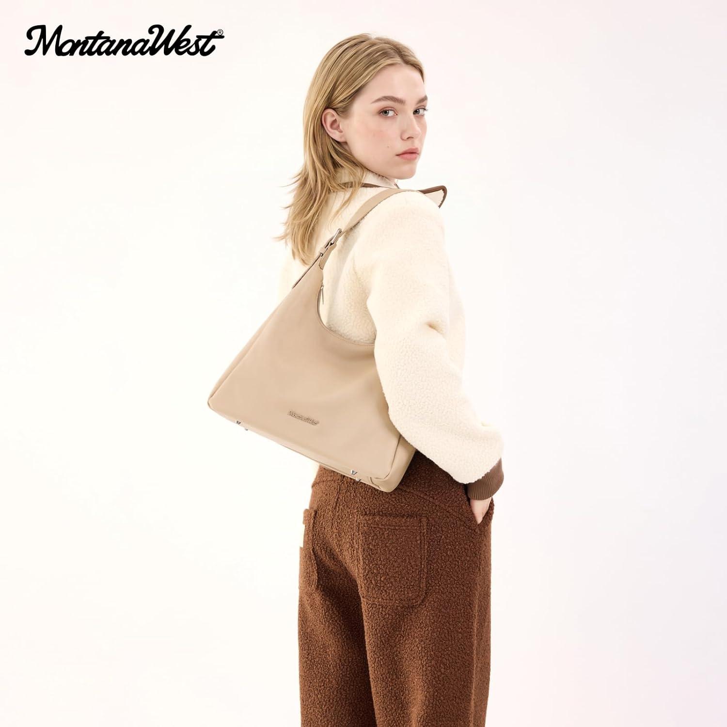 imageMontana West Hobo Bag Purse for Women Slouchy Shoulder Handbags PursesKhaki