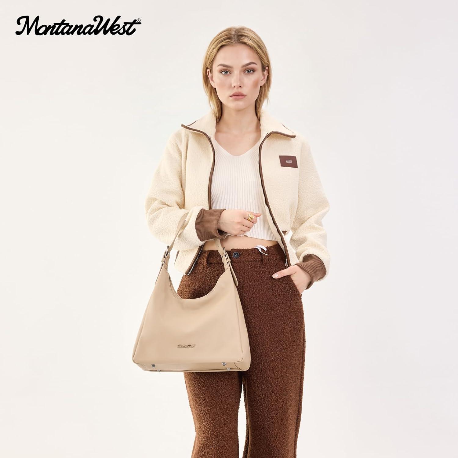 imageMontana West Hobo Bag Purse for Women Slouchy Shoulder Handbags PursesKhaki