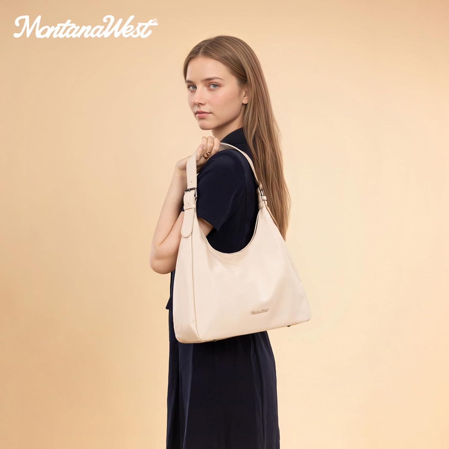 imageMontana West Hobo Bag Purse for Women Slouchy Shoulder Handbags PursesNude
