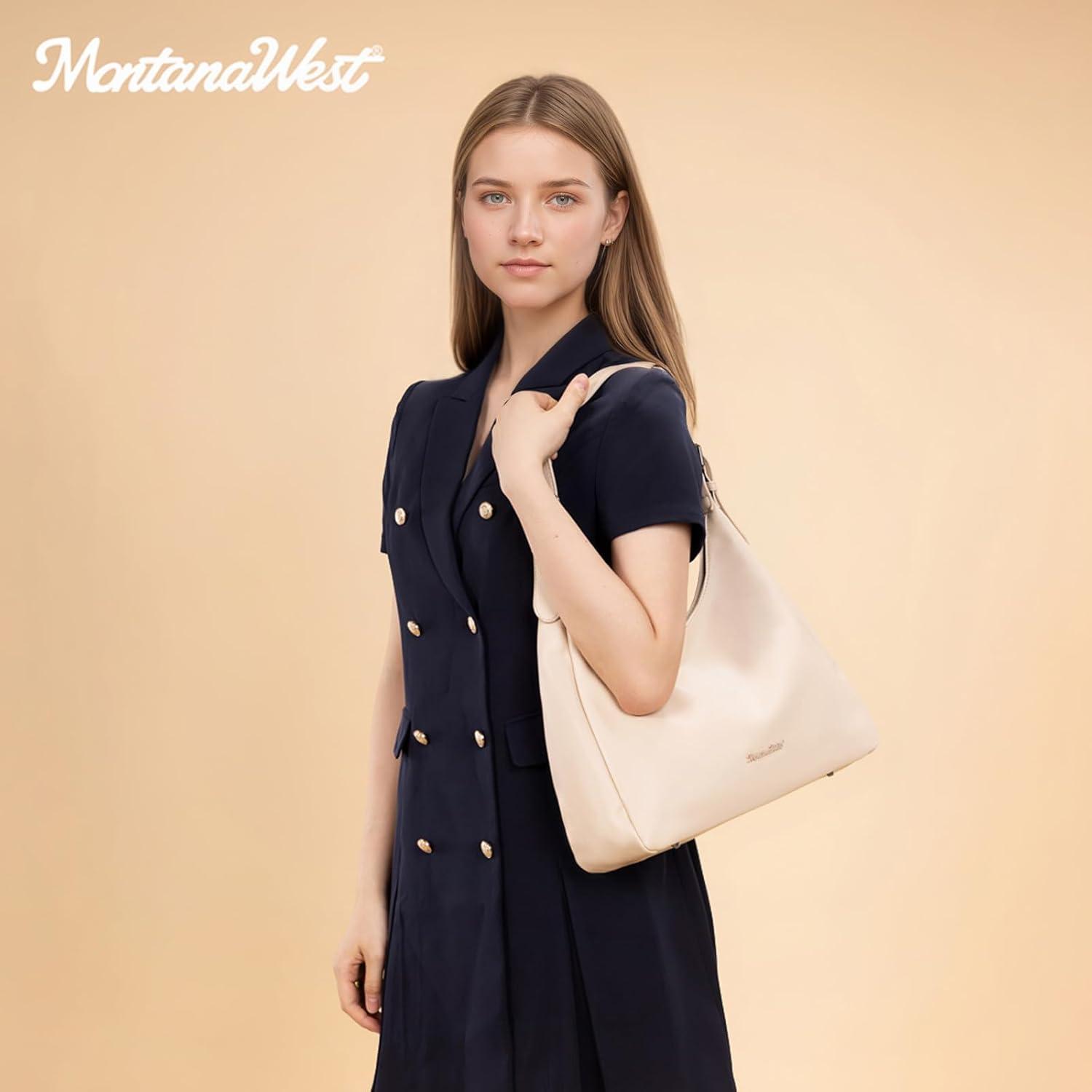 imageMontana West Hobo Bag Purse for Women Slouchy Shoulder Handbags PursesNude