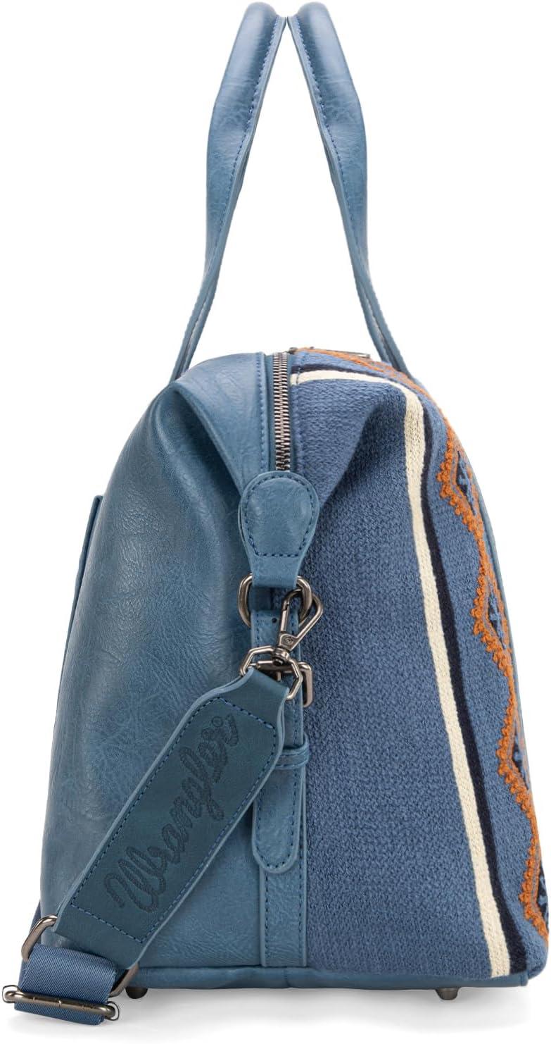 imageWrangler Rustler Wildside CowPrint Weekender Duffel Bag Large Carry On Bags with Tassels CoffeeTapestryJean
