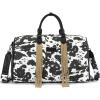 imageWrangler Rustler Wildside CowPrint Weekender Duffel Bag Large Carry On Bags with Tassels CoffeeCowhideBlack