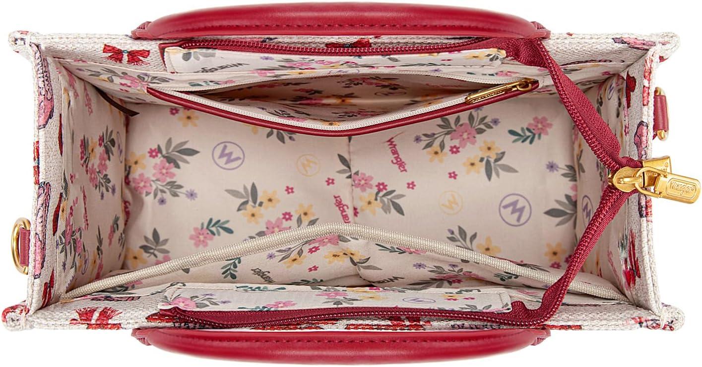 imageMontana West Wrangler Rodeo Icons Tote Bags Medium Satchel Handbags Western Canvas Top Handle with CharmPrint Pink