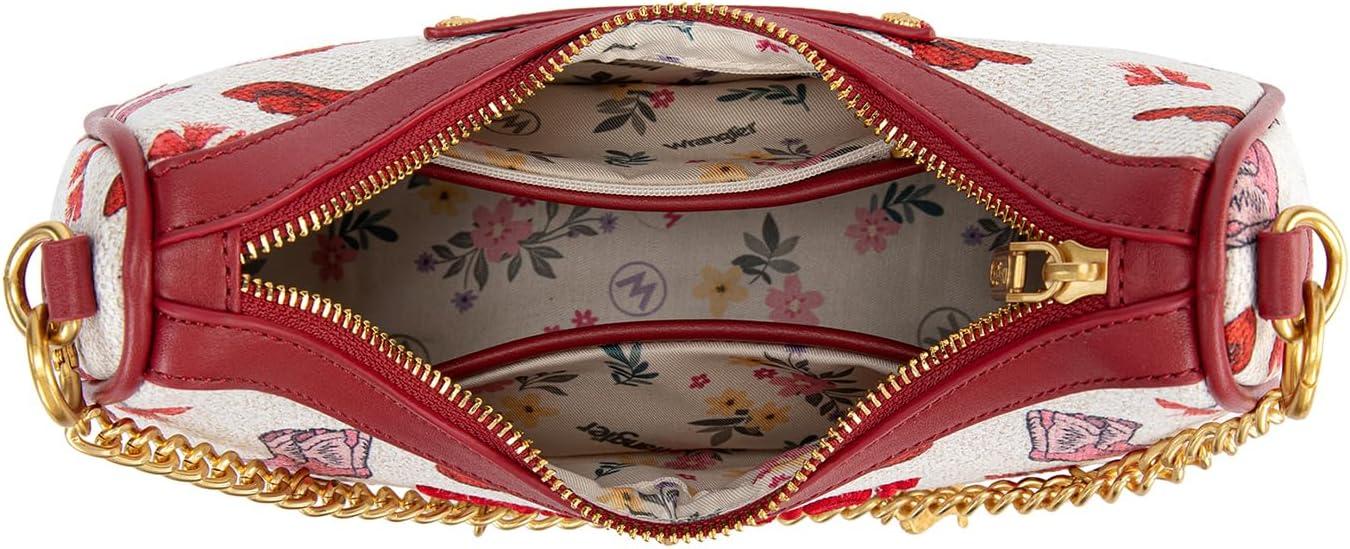 imageWrangler Shoulder Bag for Women Cowboy Print Crescent Underarm Western RODEO ICONS Clutch Purse with ChainChainpink