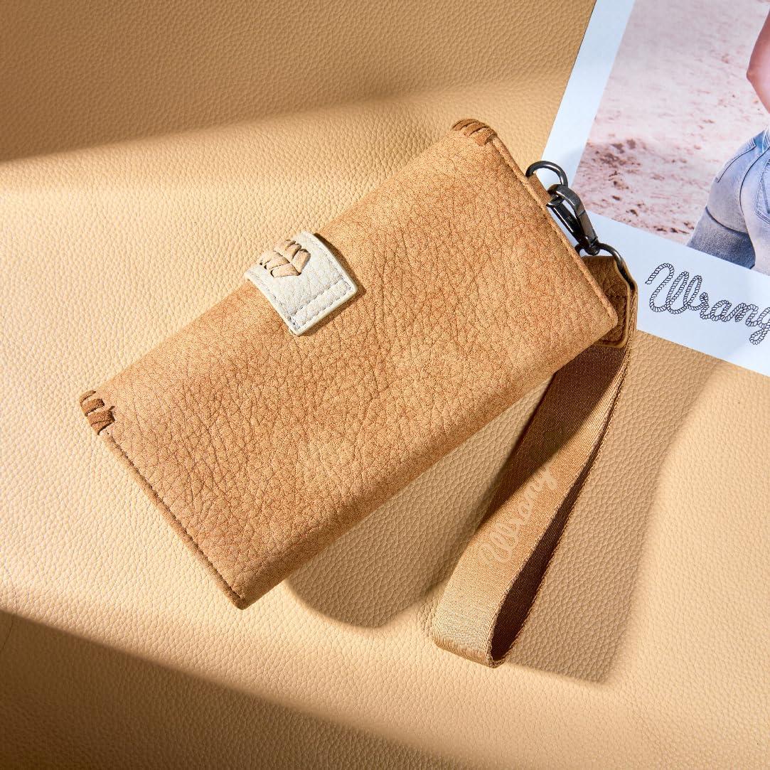 imageMontana West Wrangler Wristlet Wallets for Women Clutch Purse RFID Blocking Wallet Credit Card HolderAmber Brown