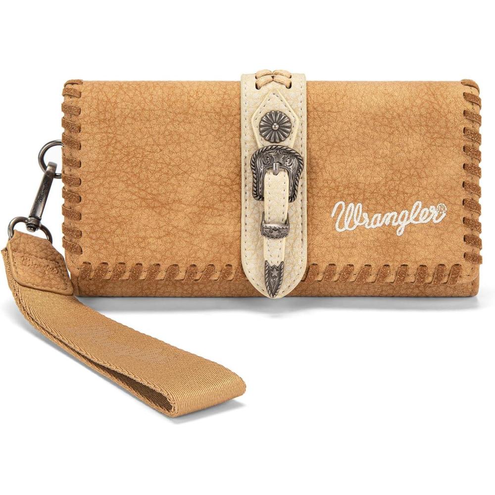 imageMontana West Wrangler Wristlet Wallets for Women Clutch Purse RFID Blocking Wallet Credit Card HolderAmber Brown