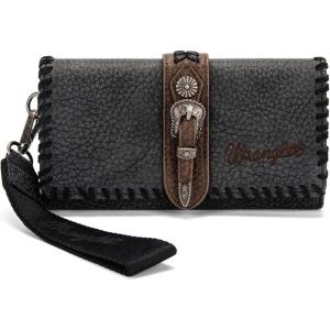Montana West Wrangler Wristlet Wallets for Women Clutch Purse RFID Blocking Wallet Credit Card Holder(Black)
